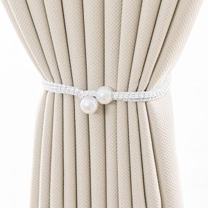 Alzapaños para cortina, 2 piezasjuego de alzapaños de cortina de perlas sintéticas, elegante, moderno, sin perforaciones, ajustable, soporte para Alzapaños para cortina, 2 piezasjuego de alzapaños de cortina de perlas sintéticas, elegante, moderno, sin perforaciones, ajustable, soporte para