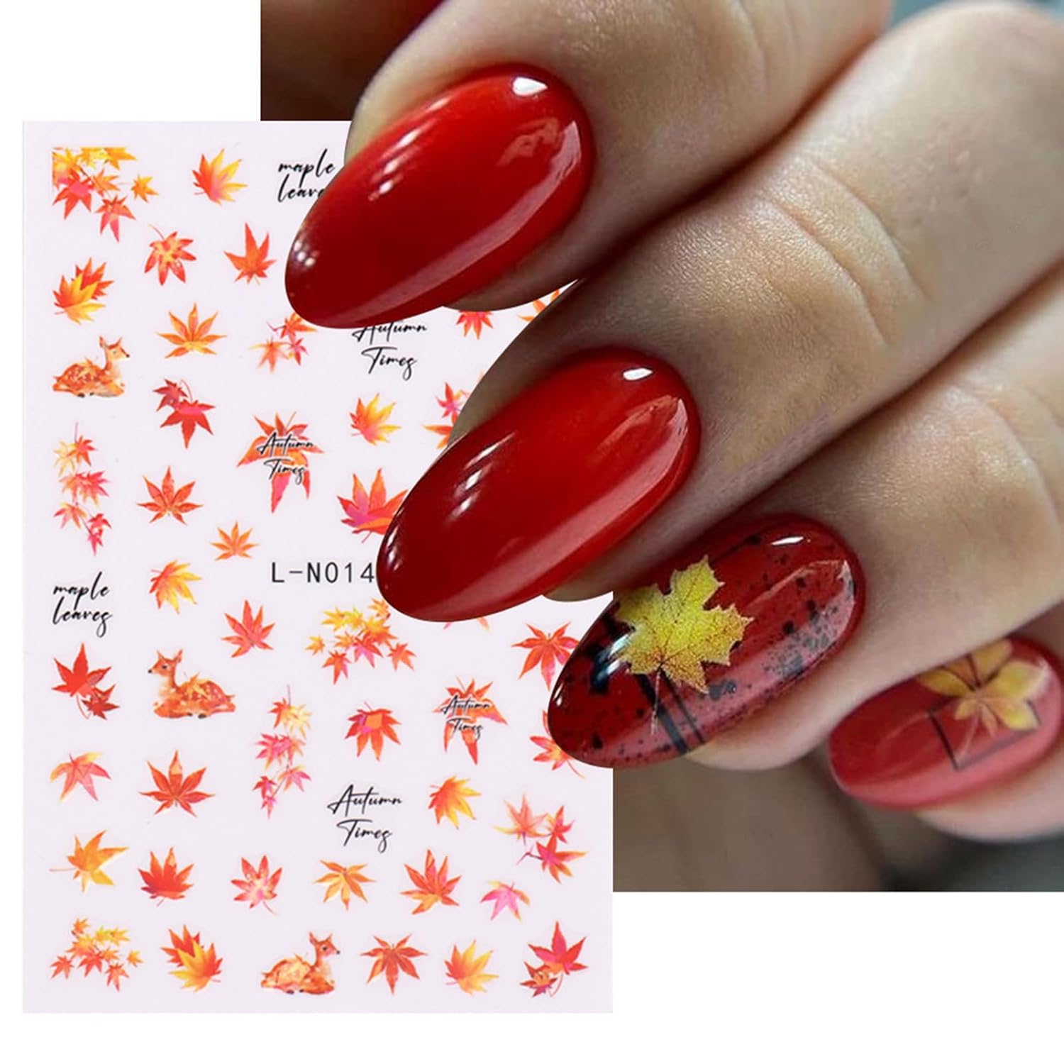 Calcomanías de uñas de otoño 3D, calcomanías de uñas de hojas de arce, suministros de arte de uñas, cono de pino, calabaza, hongo, diseño de uñas,