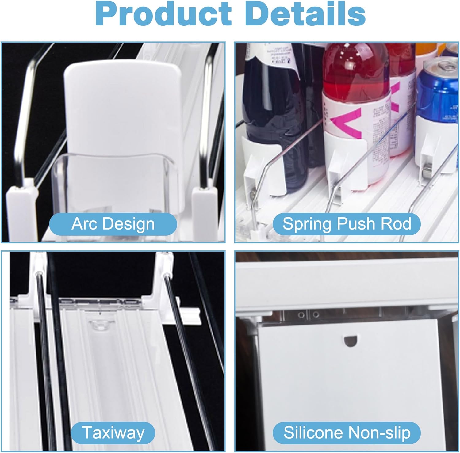 Dispensador de latas de soda para refrigerador, estante deslizante de ancho ajustable, organizador de bebidas para refrigerador, gran capacidad de