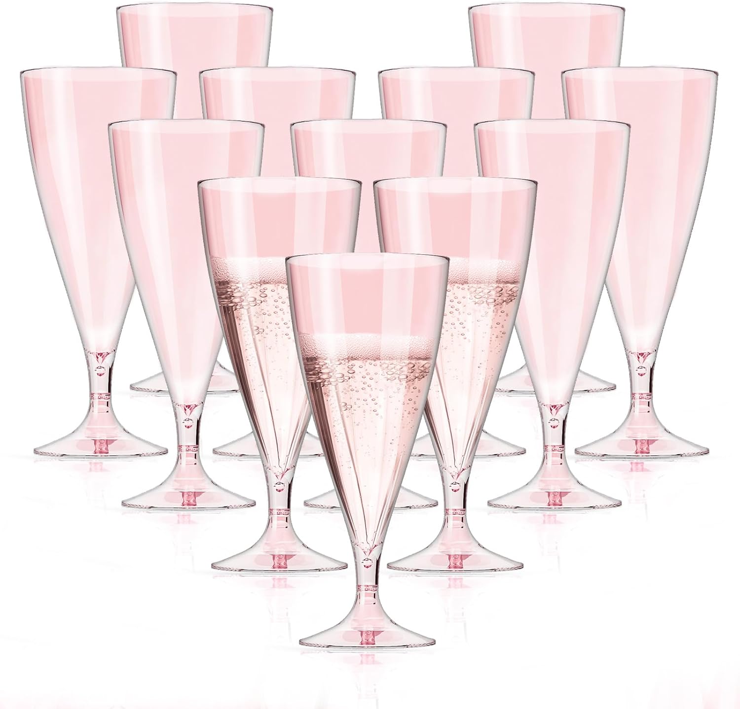 Copas de champán de plástico, 16 copas de champán de plástico, irrompibles y reutilizables, sin tallo, vasos de mimosa de plástico sin BPA,