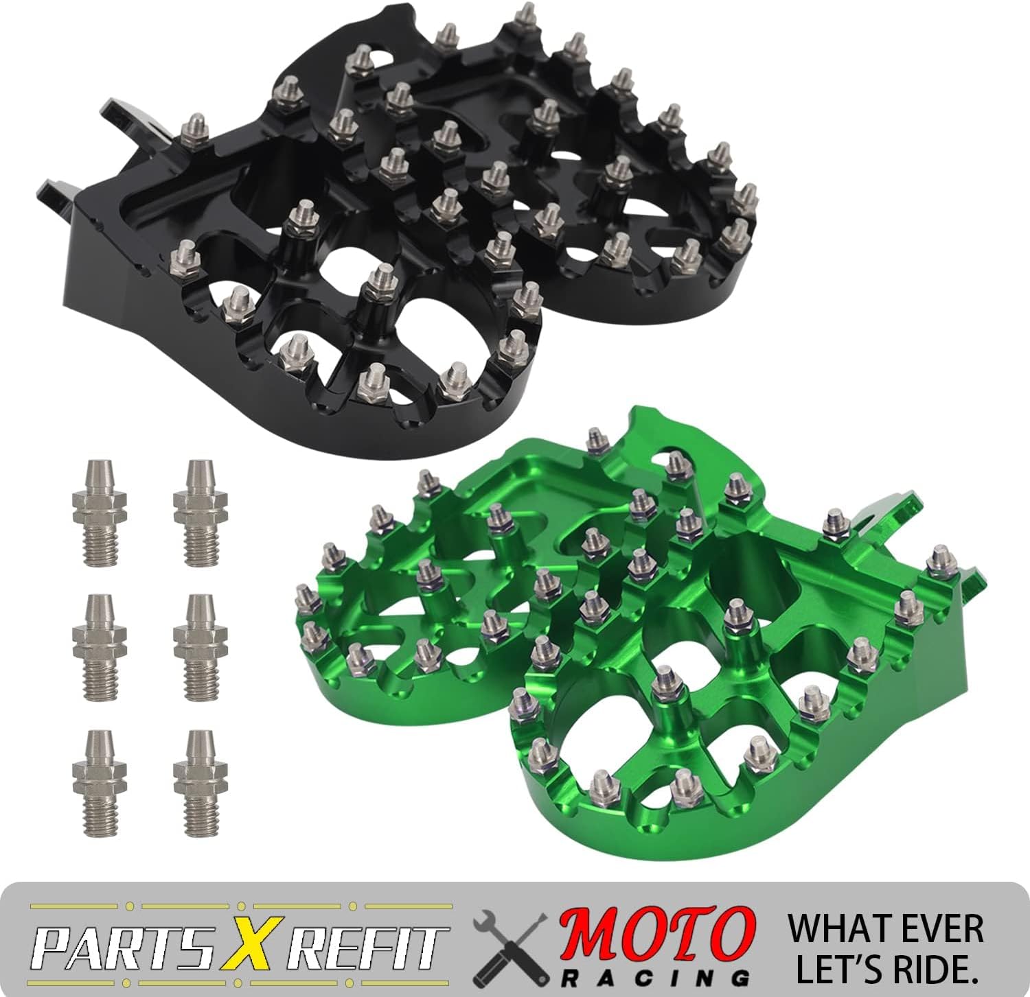 AnXin Estriberas para motocicleta de motocross, reposapiés CNC para KLX 110 KLX110 2002-2023 KLX110L 2010-2023 KX60 1998-2003 Pit Bike Negro