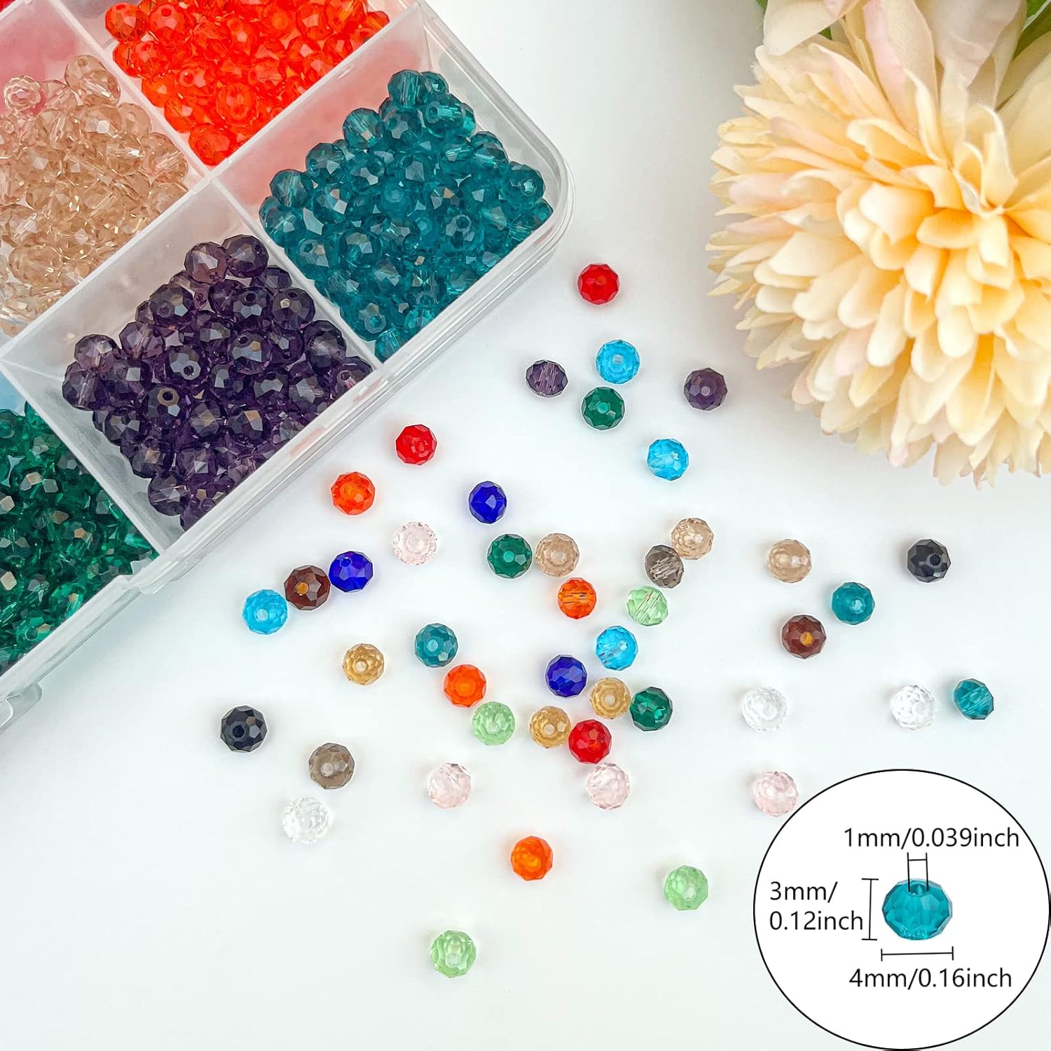 1800 cuentas de cristal Briolette de 0.157 pulgadas para hacer joyas, cuentas de cristal facetadas con forma de Rondelle para hacer pulseras,