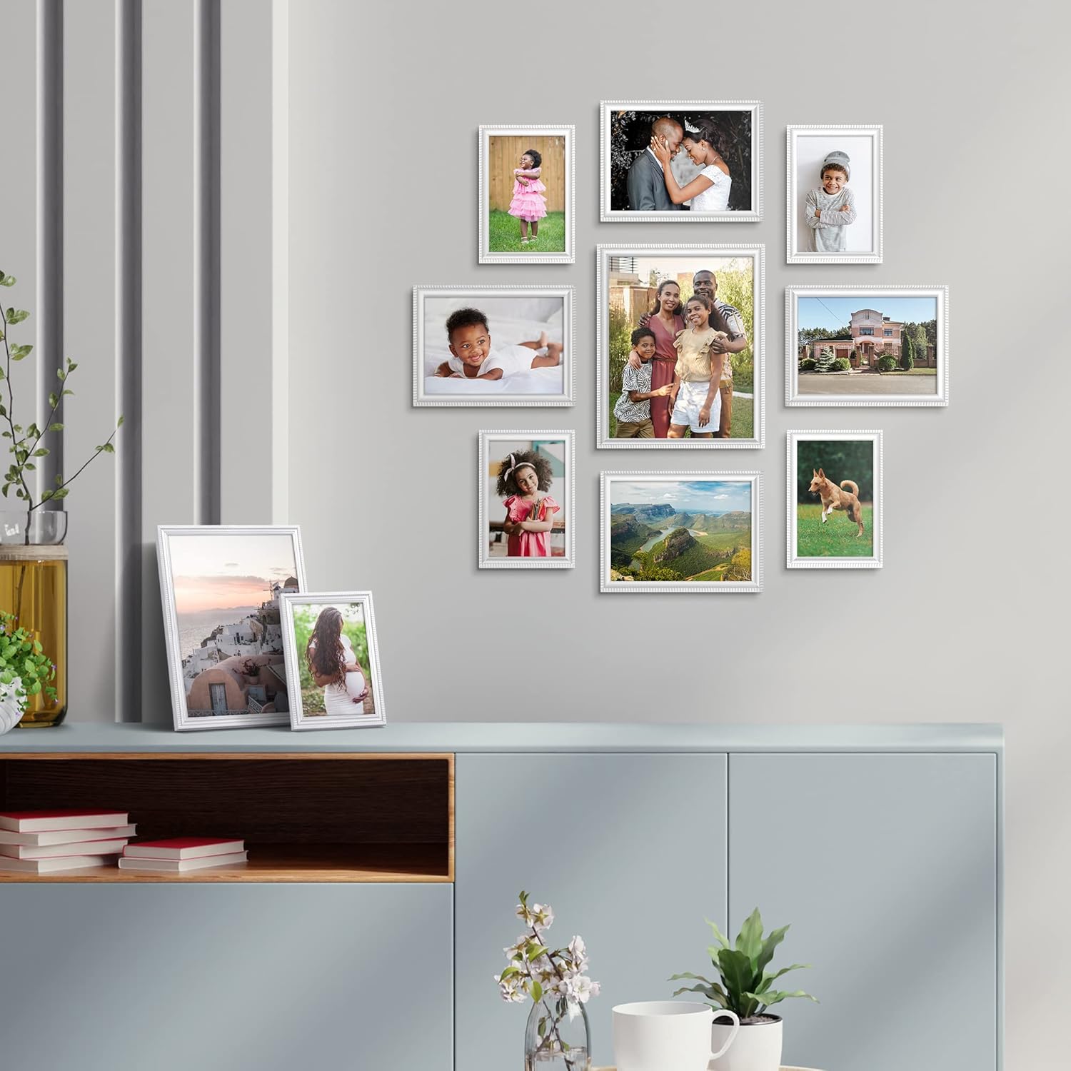 Icona Bay – Portarretratos blanco de 5 x 7 pulgadas, moldura bellamente detallada, contemporáneo, montaje en pared o mesa, colección Inspirations