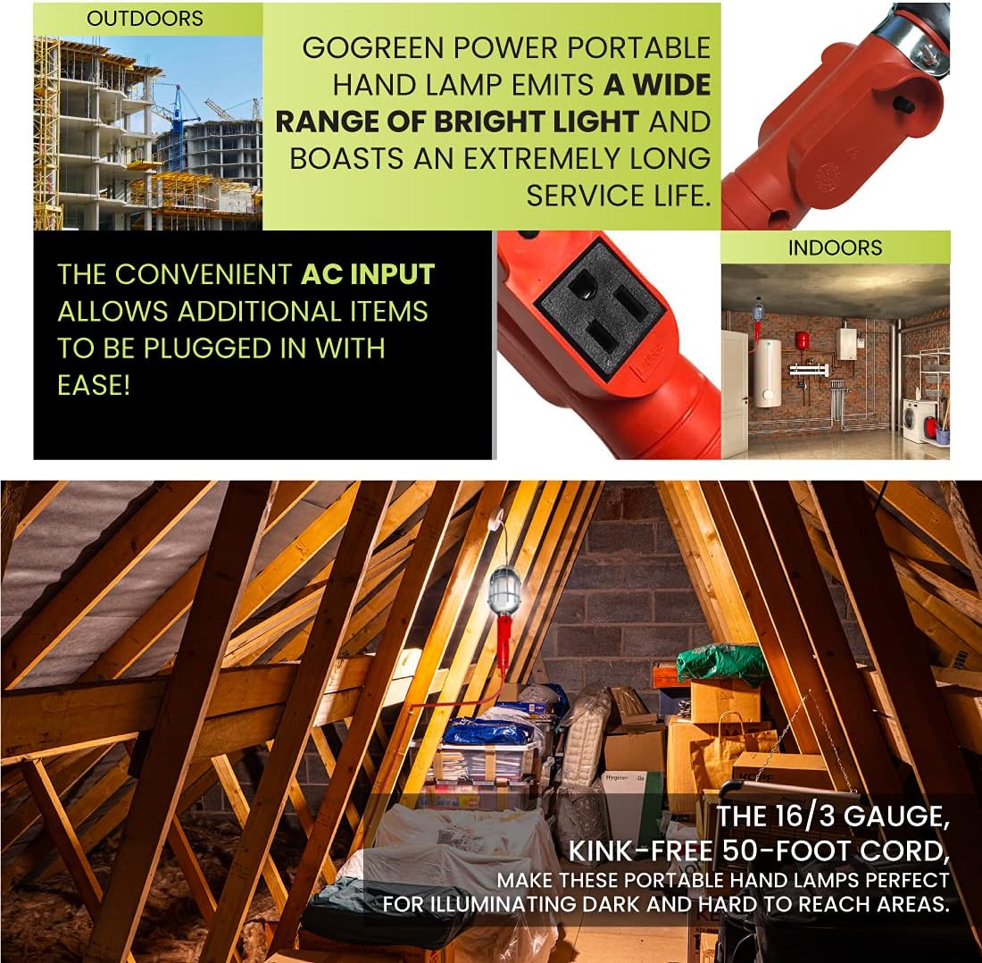 GoGreen Power (GG-36750) 163 50′ Lámpara de mano portátil