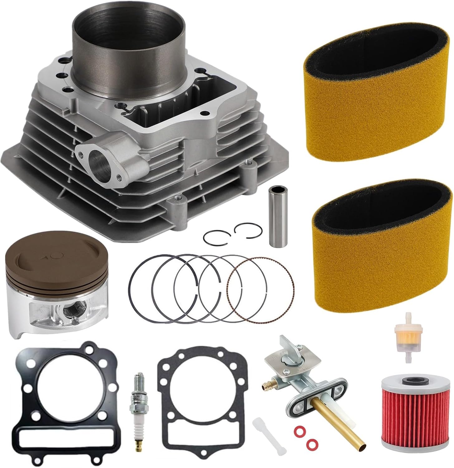 XIAOWEI Kit de pistón de cilindro KLF300 para Kawasaki Bayou 300 Klf300B 1989-2004 Engien con filtro de aire válvula de petcock y filtro de aceite