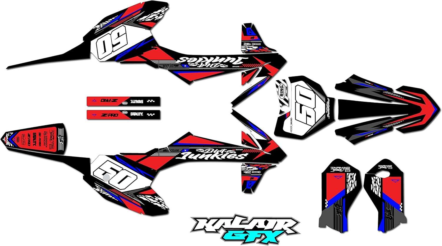 Kit de gráficos para KTM 50SX MINI SX50 (2019) RUGGED Series Rojo 21 Mil – Adhesivos de moto Dirt Pit Bike Motocicleta, accesorios de motocross sin
