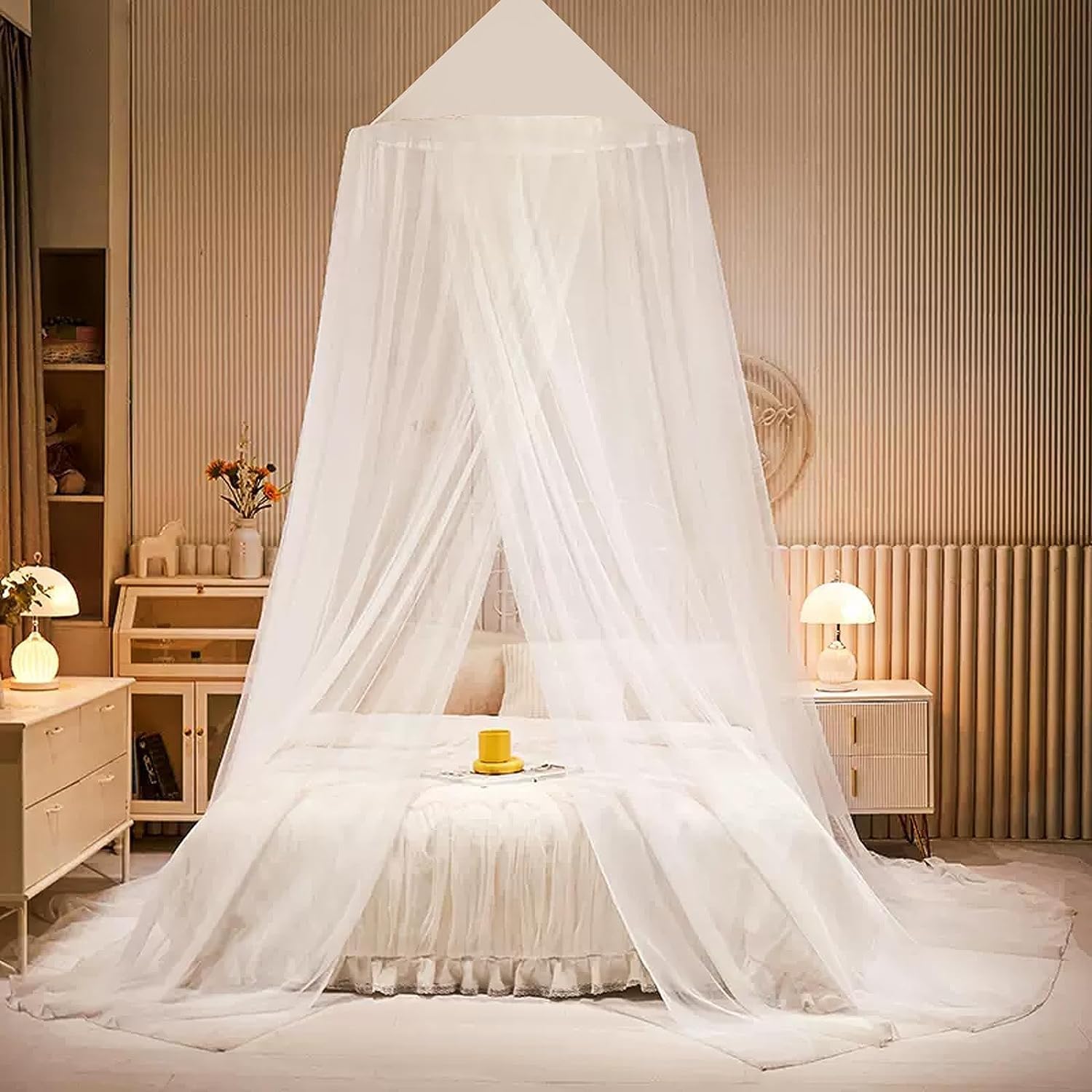 dix-rainbow Toldo para cama de mosquitero, elegante toldo de cama tamaño KingQueen para niñas, elegante toldo de cama con cúpula de mosquitera,