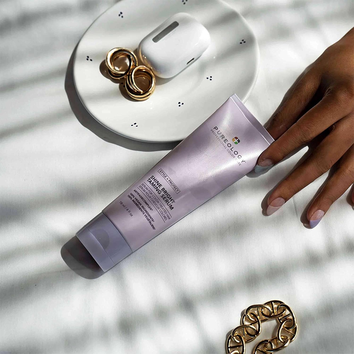 Pureology Suero para domar el cabello con estilo + protección brillante y sin peso  combate el encrespamiento  vegano
