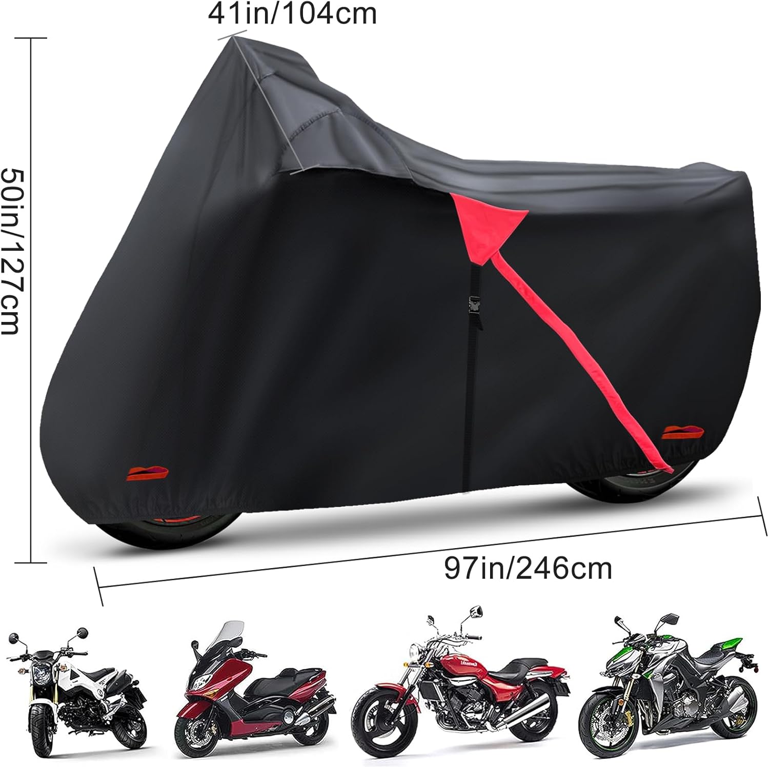 Funda para motocicleta, impermeable, con cremallera, para todas las estaciones, resistente al viento, alta resistencia al calor, al polvo y a la