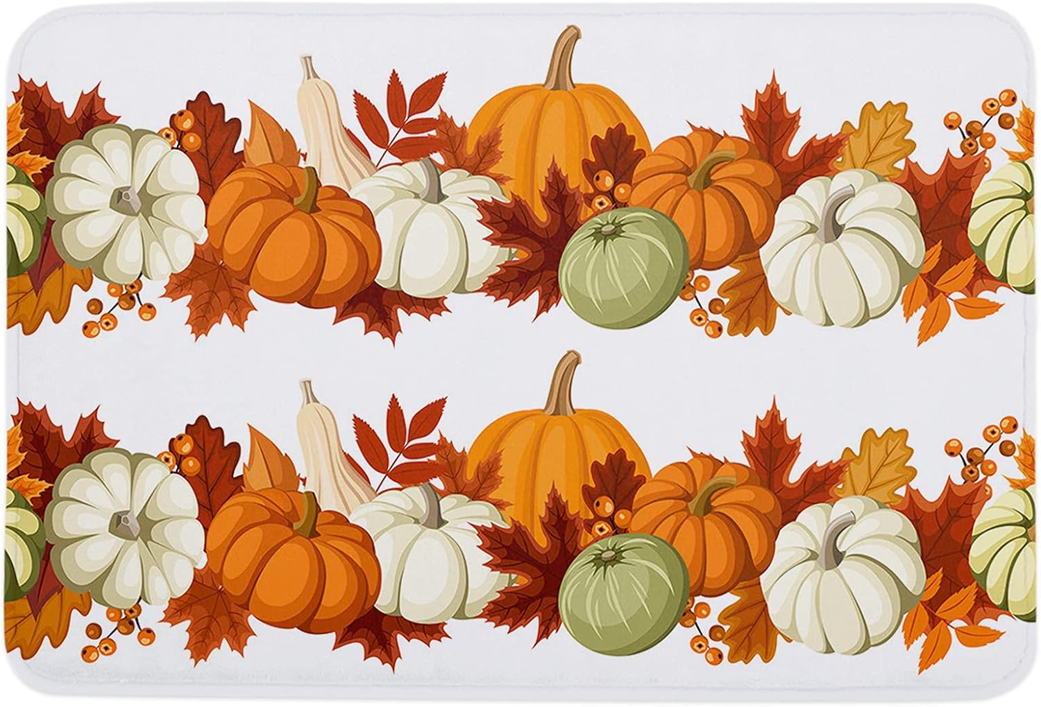 Autumn Harvest Sponge Beth Mat, Indoor Bathroom Mat Absorb Water, Non Slip Washable Mud Dirt per Mats Rugs for Entrance, Thanksgiving Pumpkin Maple