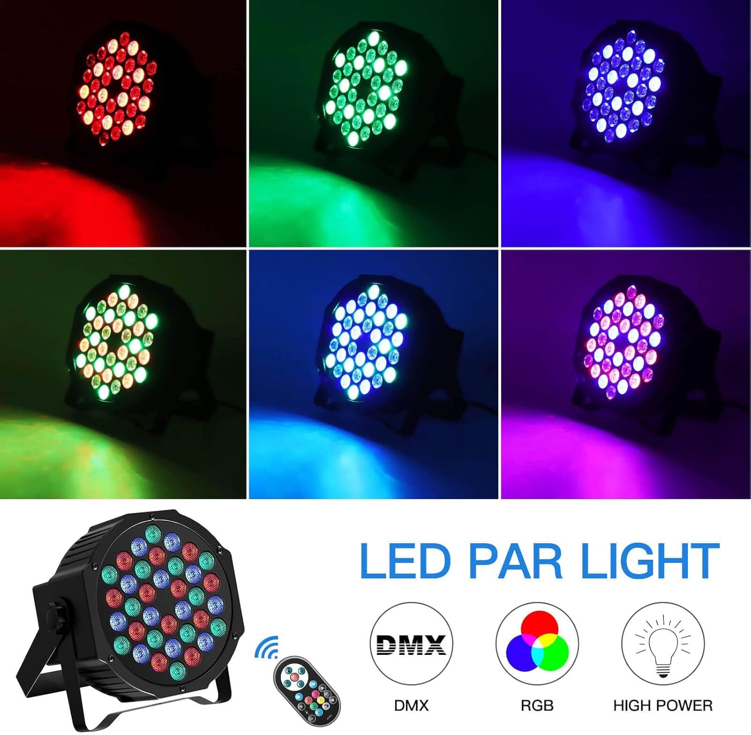 UKing – Luces de escenario, 20 paquetes de 36 LED RGB LED Par, luces de fiesta de DJ de 7 canales con control remoto y controlador DMX activadas por