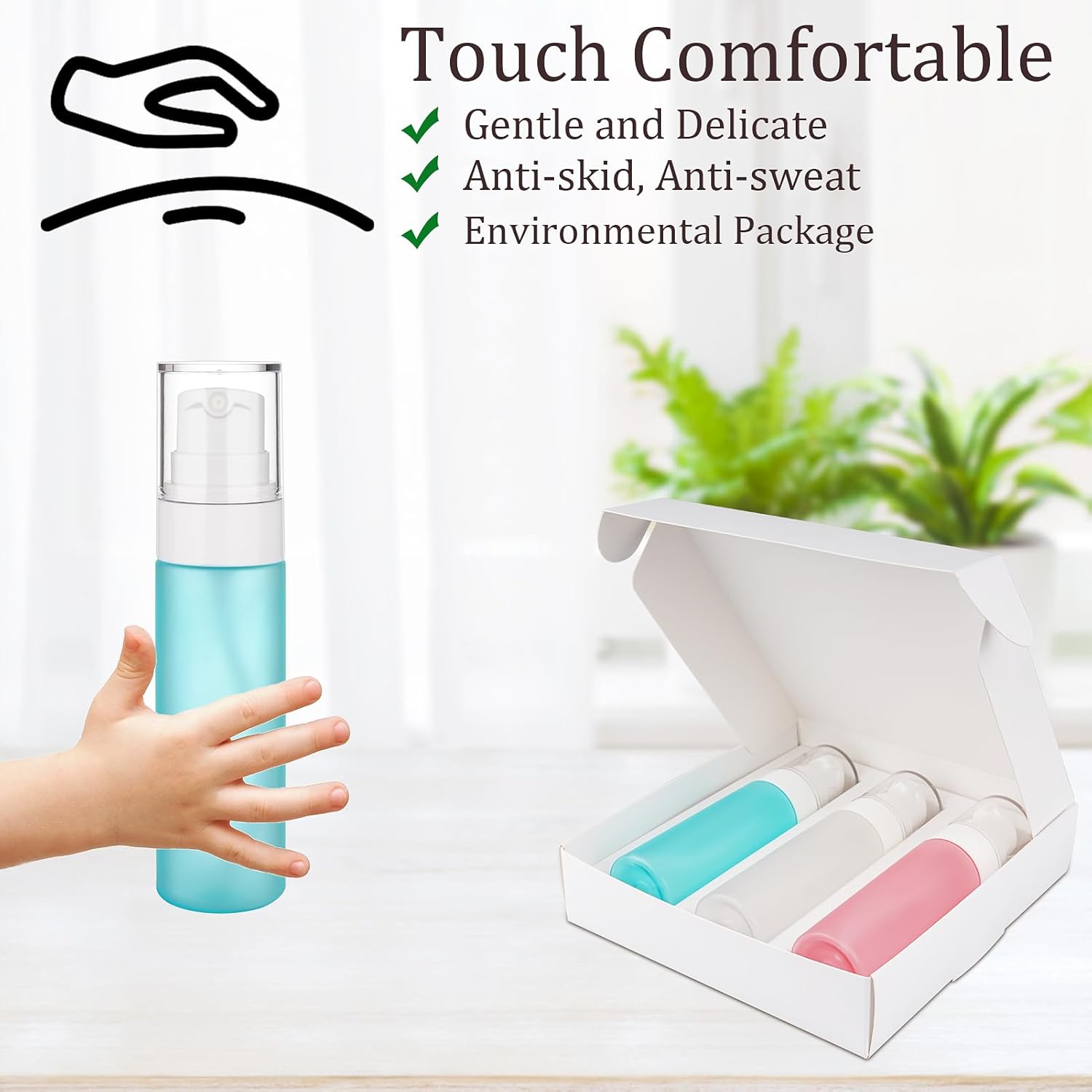 Botella pulverizadora de niebla fina de 2 oz2.0 fl oz, paquete de 3 botellas de plástico para aplicar maquillaje, aprobadas por la TSA, botellas