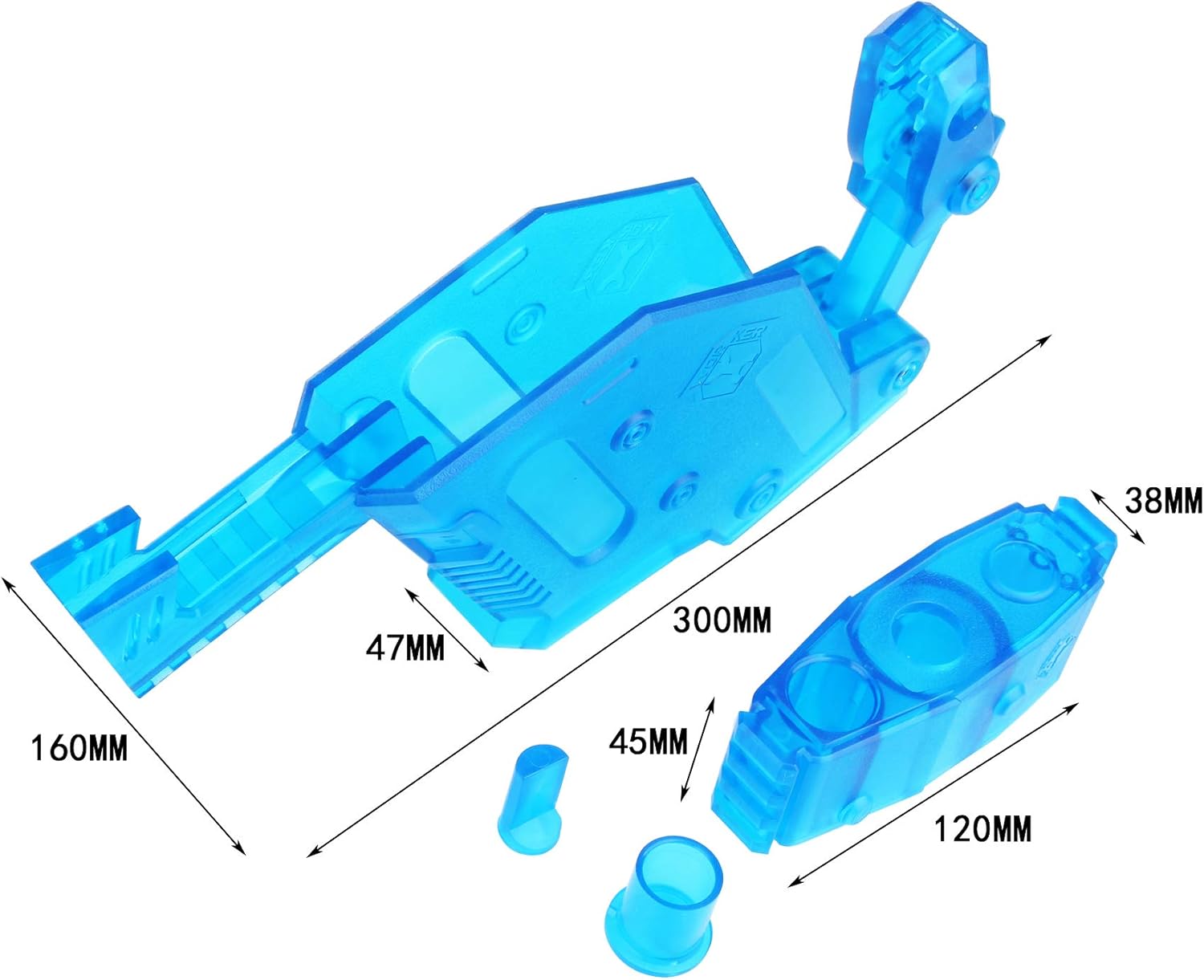 WORKER Modblasters – Kits de pez espada para Nerf Stryfe Modificar Toy Color Azul Transparente