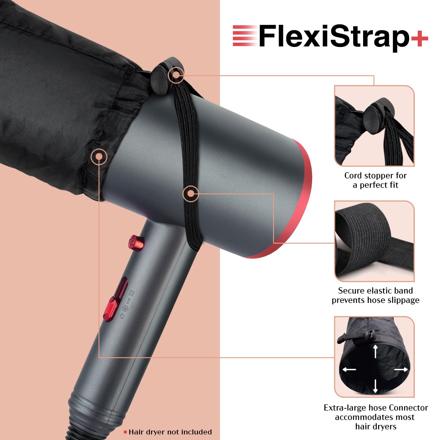 ELEGANTY Accesorio suave para secador de pelo con diadema que reduce el calor alrededor de las orejas y el cuello para disfrutar de largas sesiones,