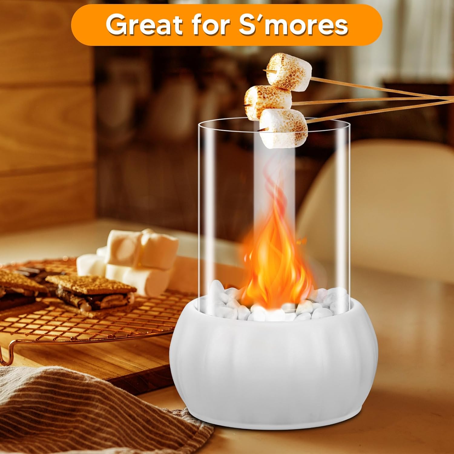 Fogata de mesa para Acción de Gracias, decoración de otoño, Navidad, cuenco portátil de etanol, mini chimenea de mesa para patio, balcón, sala de