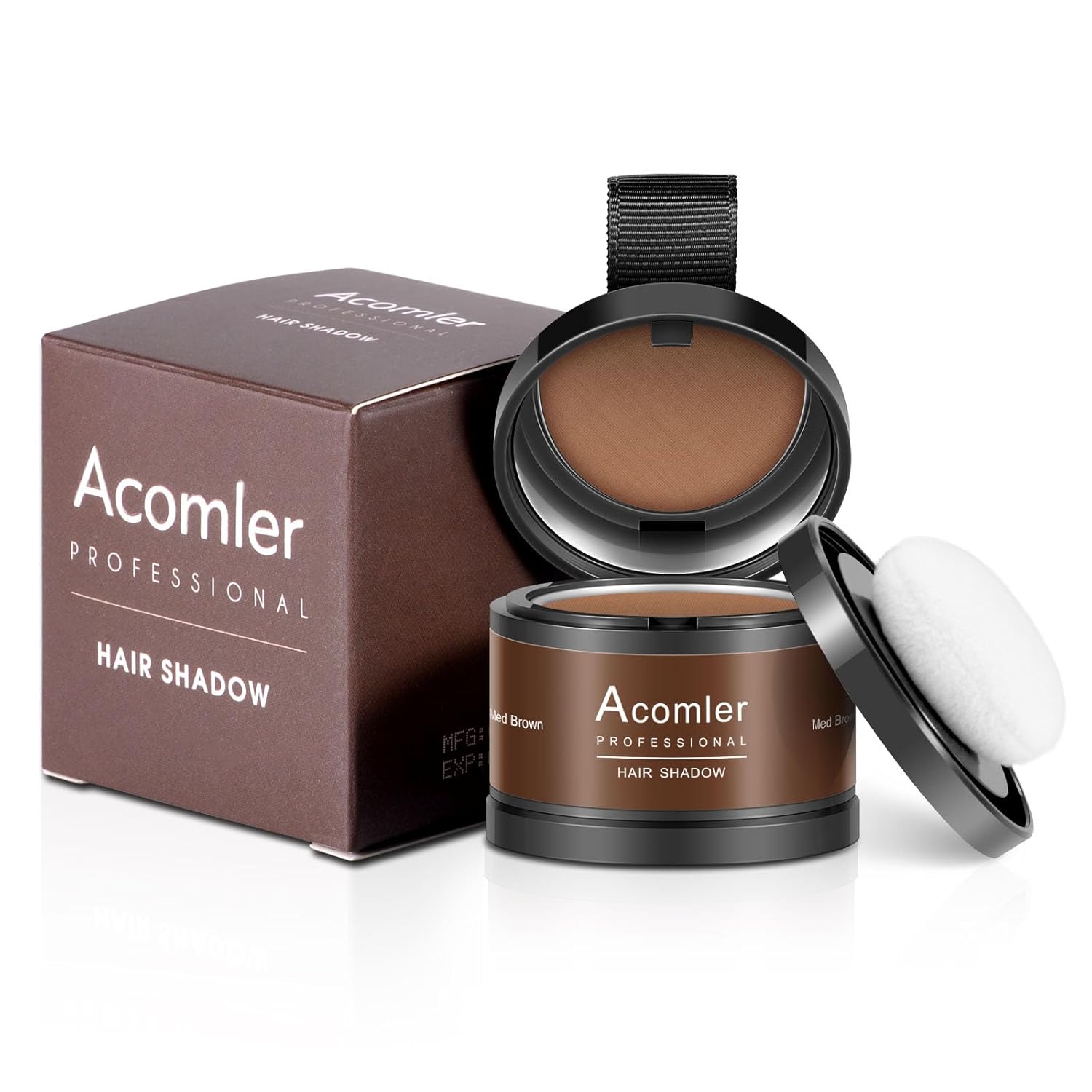Acomler Polvo de sombra para cubrir instantáneamente la línea del cabello, polvo de cabello para retoque de raíz, marrón oscuro para cabello