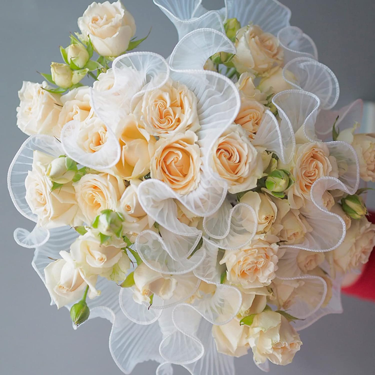Banxidi Papel de regalo floral de hilo de volantes de estilo coreano, 1 rollo de suministros para floristería, papel de regalo para ramo de flores