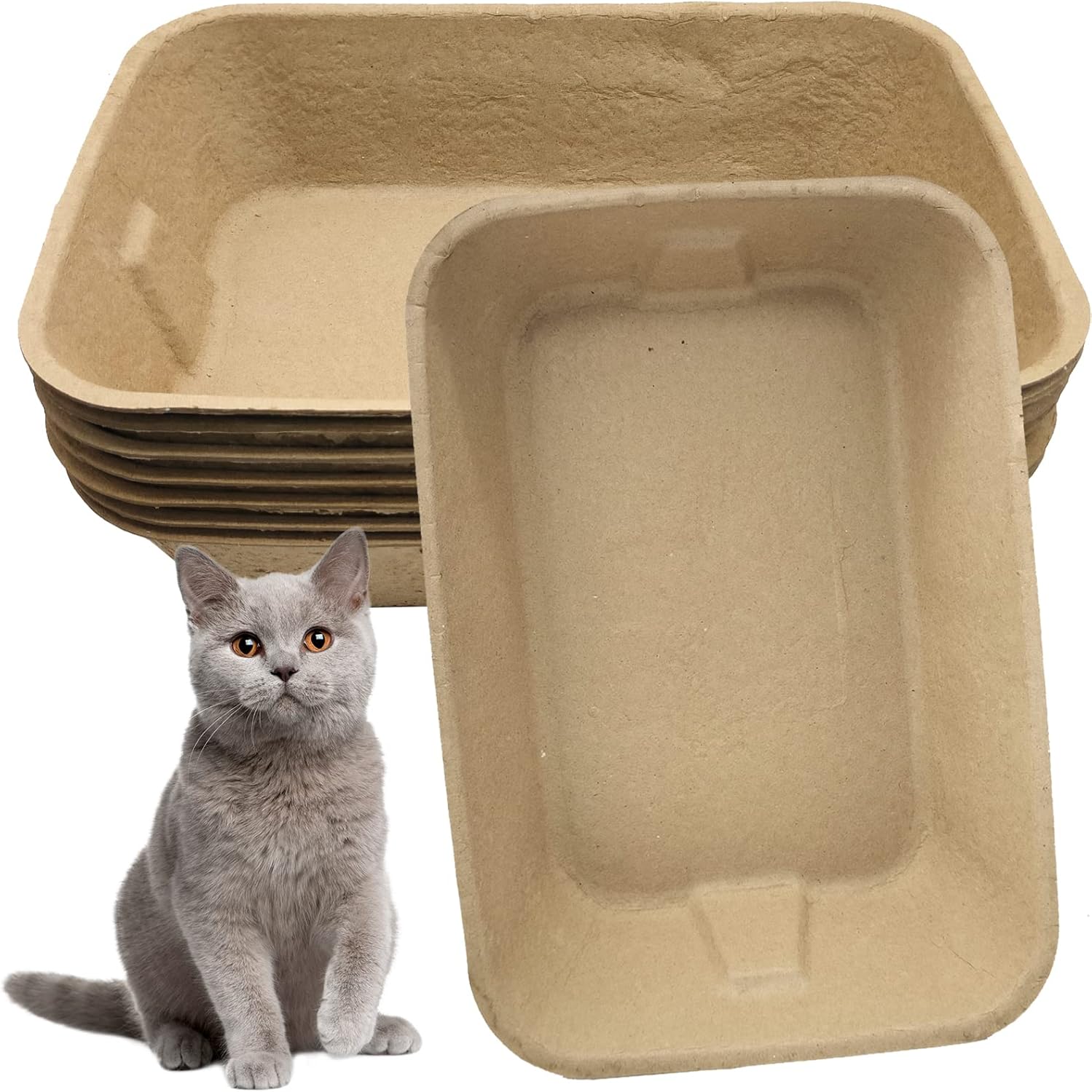PINVNBY 8 Pcs Disposable Litter Boxes for Cats Paper Cat Litter Trays Cardboard Liner Tray for Kitty, Rabbit and Other Small Animal Indoor Outdoor
