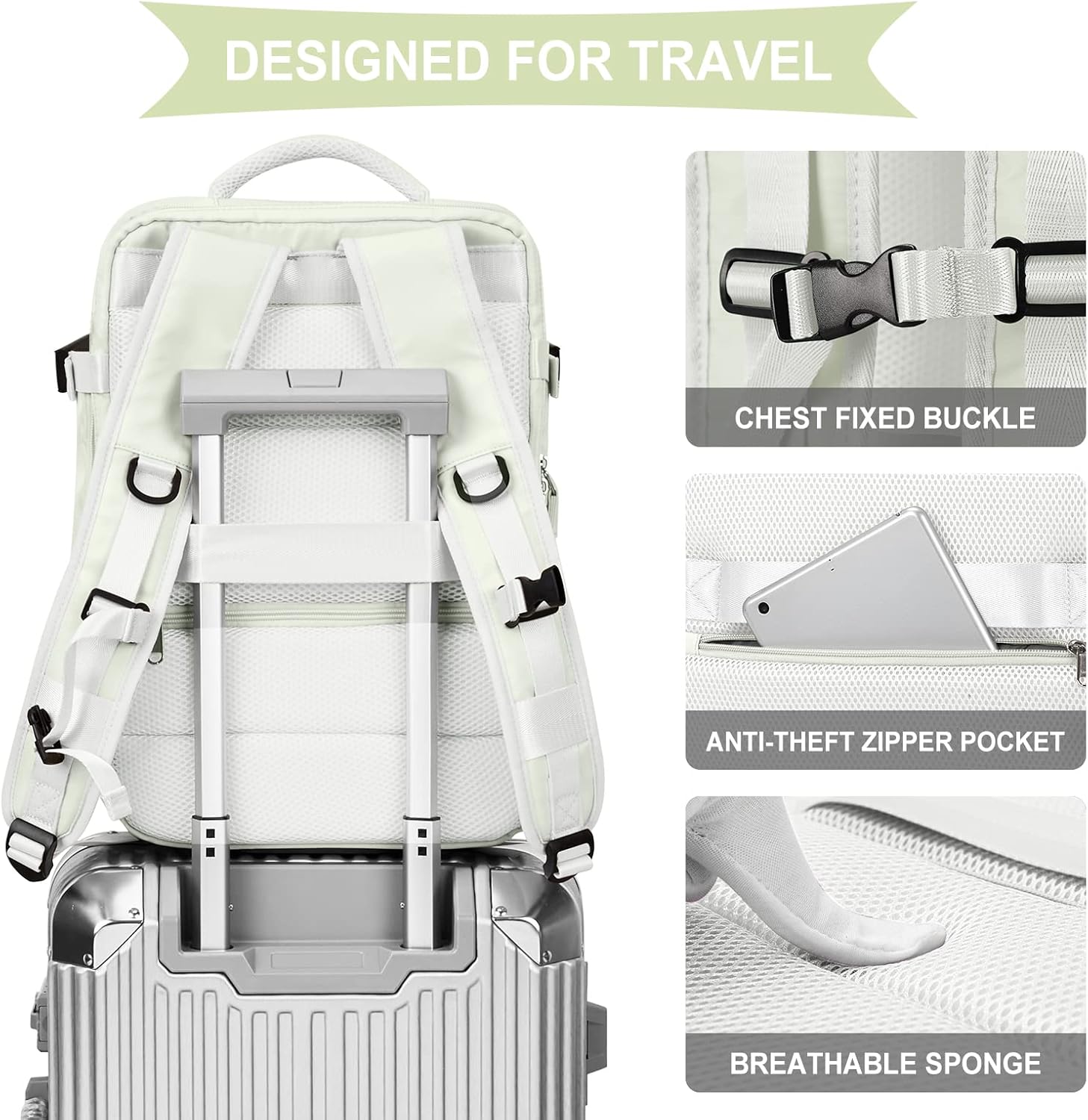 WONHOX – Mochila grande, aprobada para vuelo, unisex, para viajes, trabajo, negocios o laptop