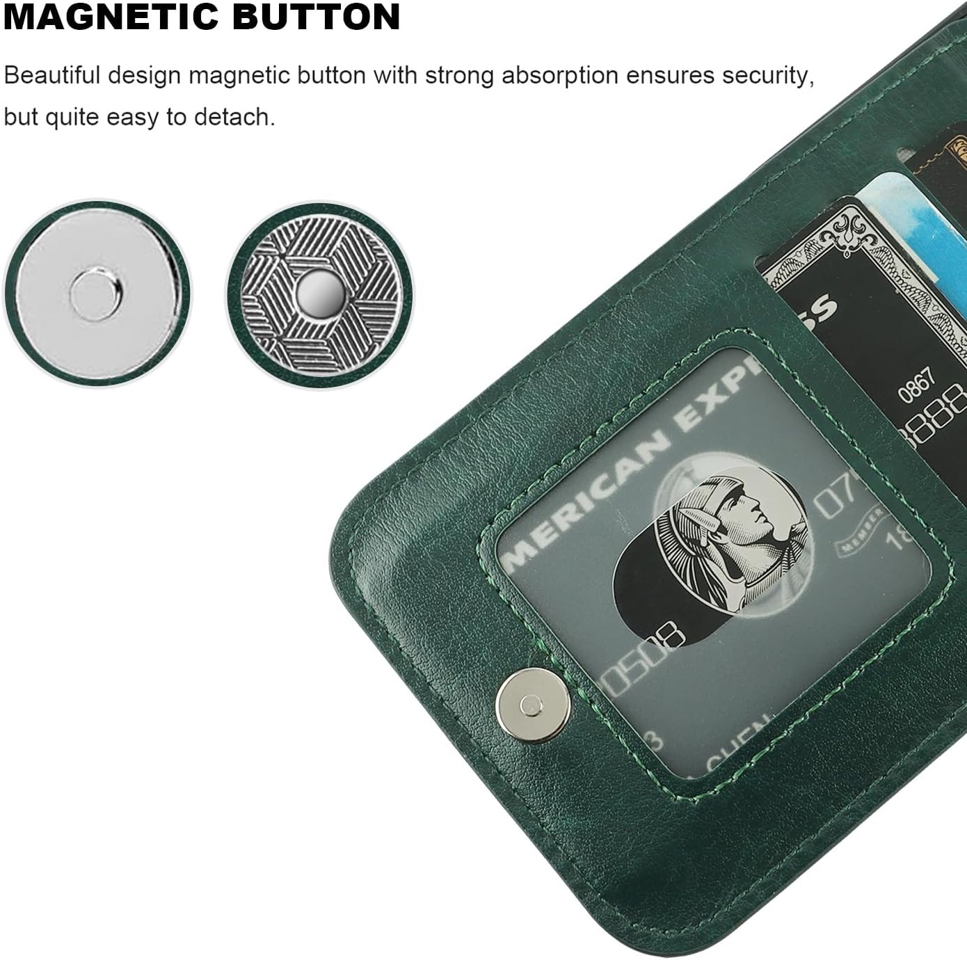 KIHUWEY Funda compatible con iPhone 15 Pro Max con soporte para tarjeta de crédito, cierre magnético de cuero de alta calidad, función atril, funda