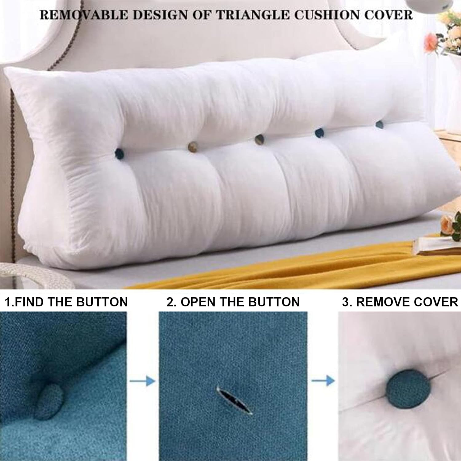 Almohada triangular grande de cuña de lectura, cabecera de dormitorio, respaldo de cama, soporte de posicionamiento, cojín de descanso de cama con