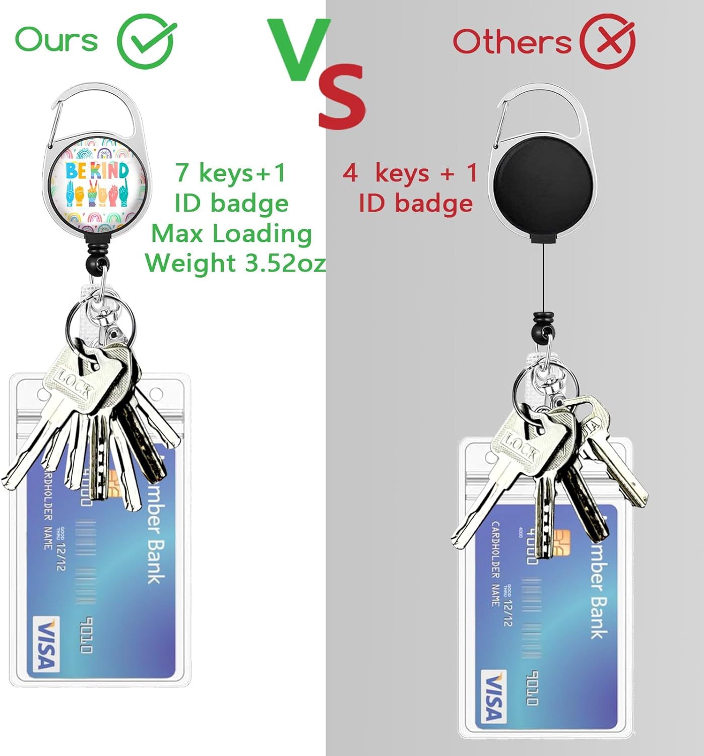 Soporte para insignia de arco iris, carrete retráctil, soporte para tarjetas de identificación Be Kind, clip retráctil resistente, tarjeta de