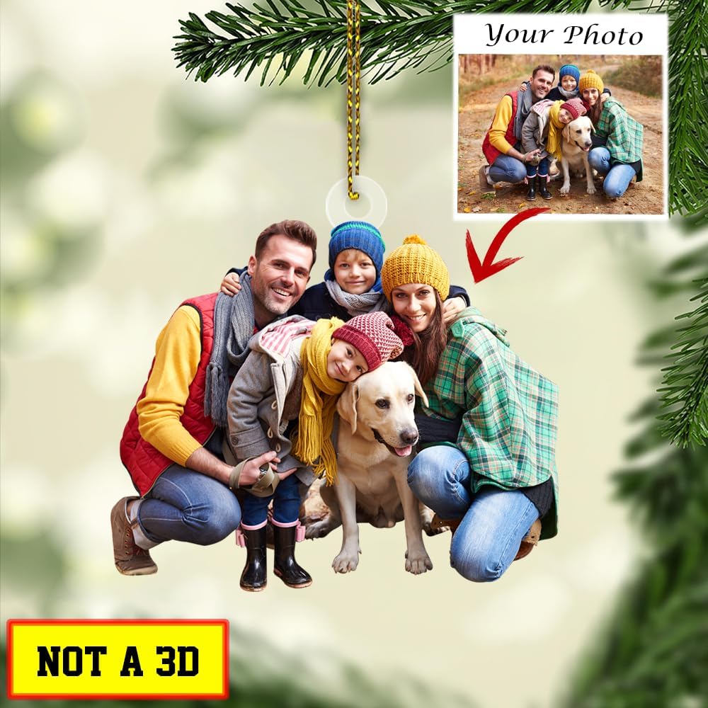 Adorno de Navidad con foto personalizada para árbol, regalos de Navidad personalizados en 2D para familiares y amigos, adorno de imagen