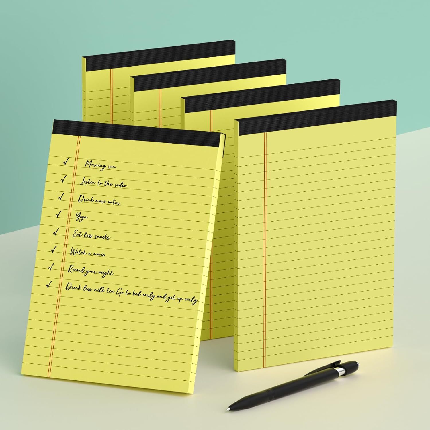 Bloc de notas pequeños de 5 x 8 pulgadas, color amarillo, paquete de 4 unidades, papel grueso de alta calidad de 2.82 ozm, 30 hojas60 páginas por
