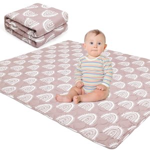 Tapete de juego bohemio arcoíris de 71 x 59 pulgadas, tapete grande de palypen de una pieza, tapete grueso para gatear, tapete antideslizante para Tapete de juego bohemio arcoíris de 71 x 59 pulgadas, tapete grande de palypen de una pieza, tapete grueso para gatear, tapete antideslizante para