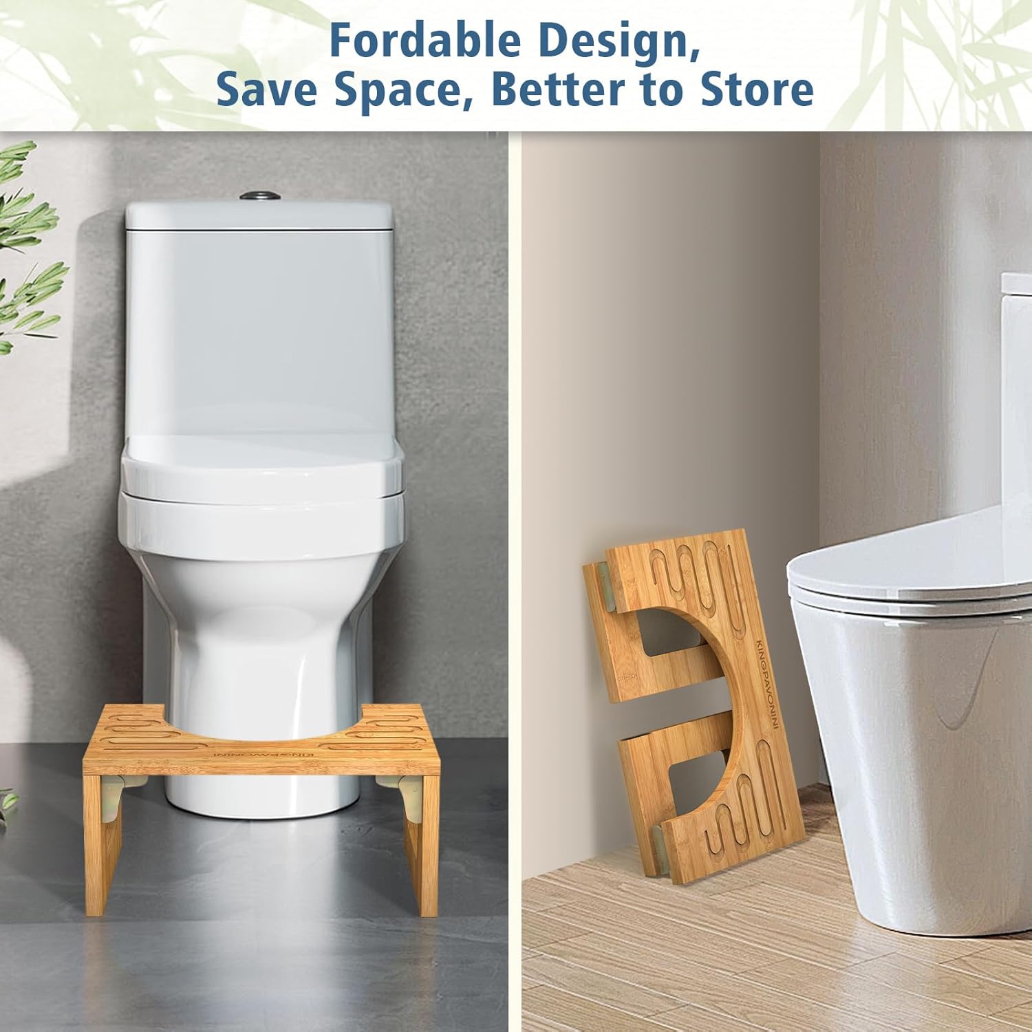 Taburete de inodoro de bambú de 7 pulgadas y 9 pulgadas de altura ajustable, taburete plegable para baño, adultos y niños, taburete para orinal con