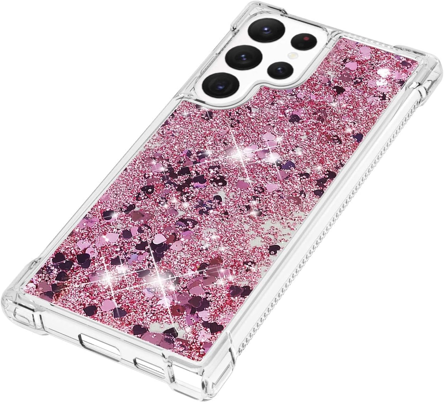 Funda para Galaxy S23 Ultra, funda transparente líquida con purpurina flotante de arena movediza a prueba de golpes, funda protectora de silicona