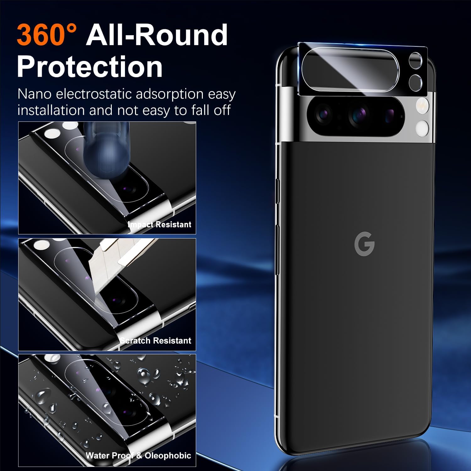UniqueMe Protector de pantalla para Google Pixel 8 Pro, desbloqueo de huellas dactilares compatible, grado militar, inastillable, 2 protectores de