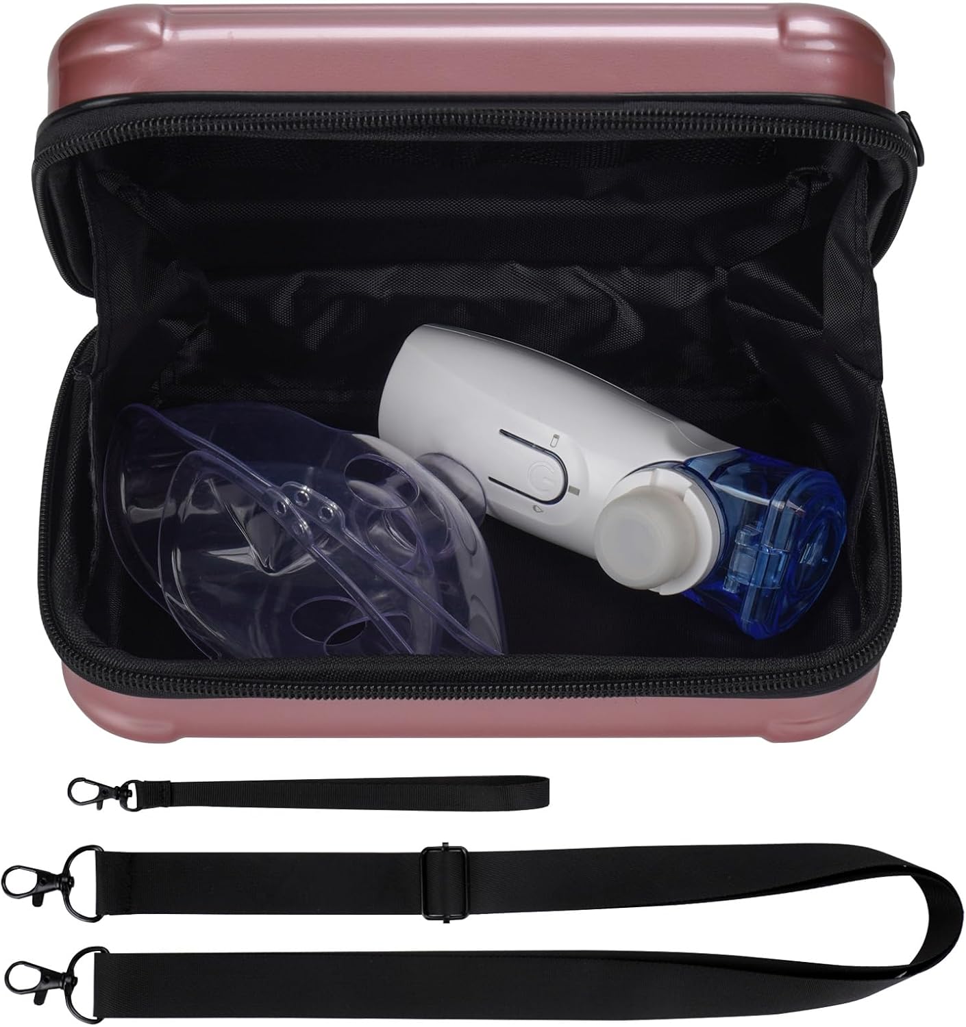 Estuche rígido de viaje para nebulizador portátilinhalador de asma, espaciador inhalador para adultos y niños, funda de transporte con cuerda