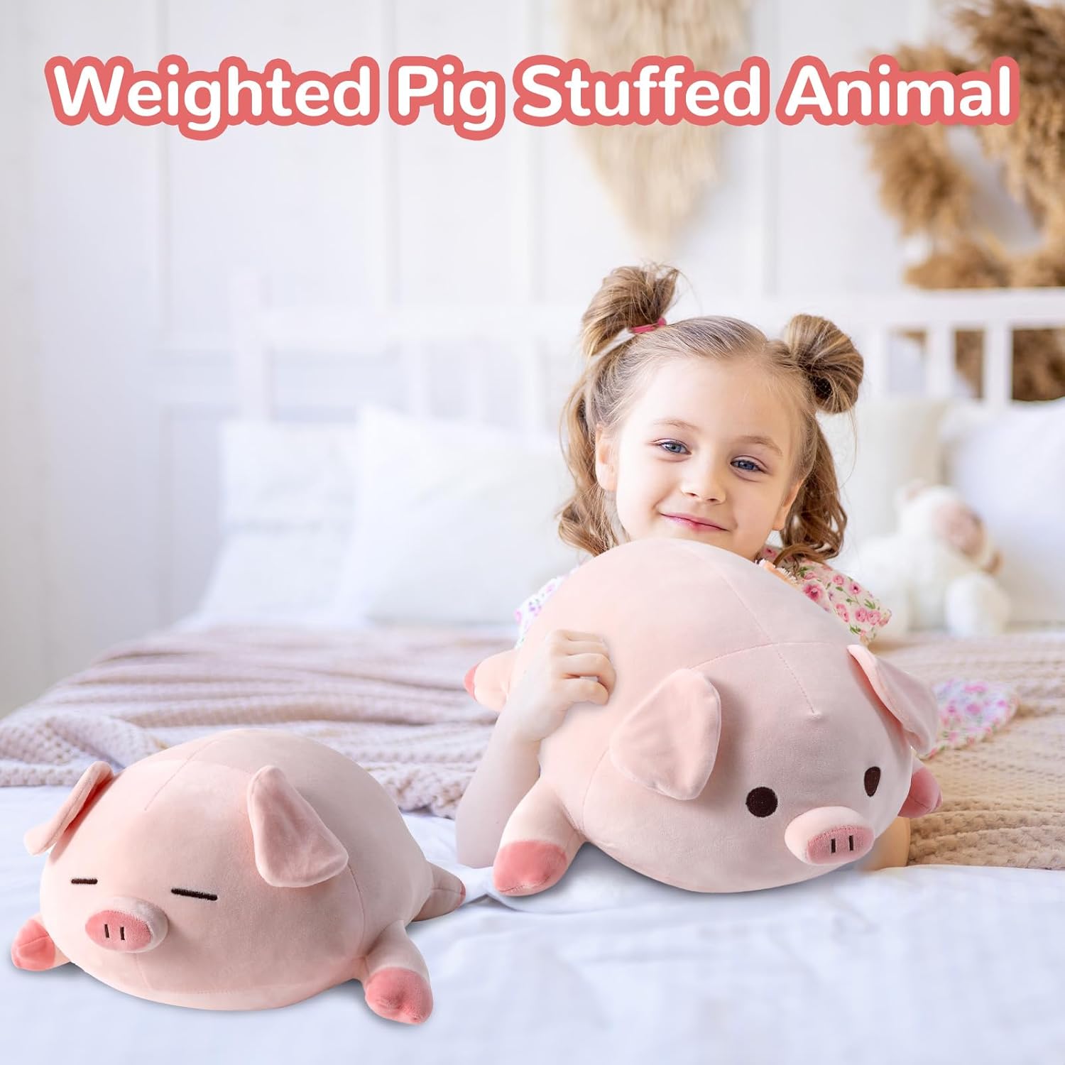Animal de peluche con peso de 19.6 pulgadas, lindo juguete de peluche con peso de cerdo para niños y adultos, regalo de ansiedad, almohada de