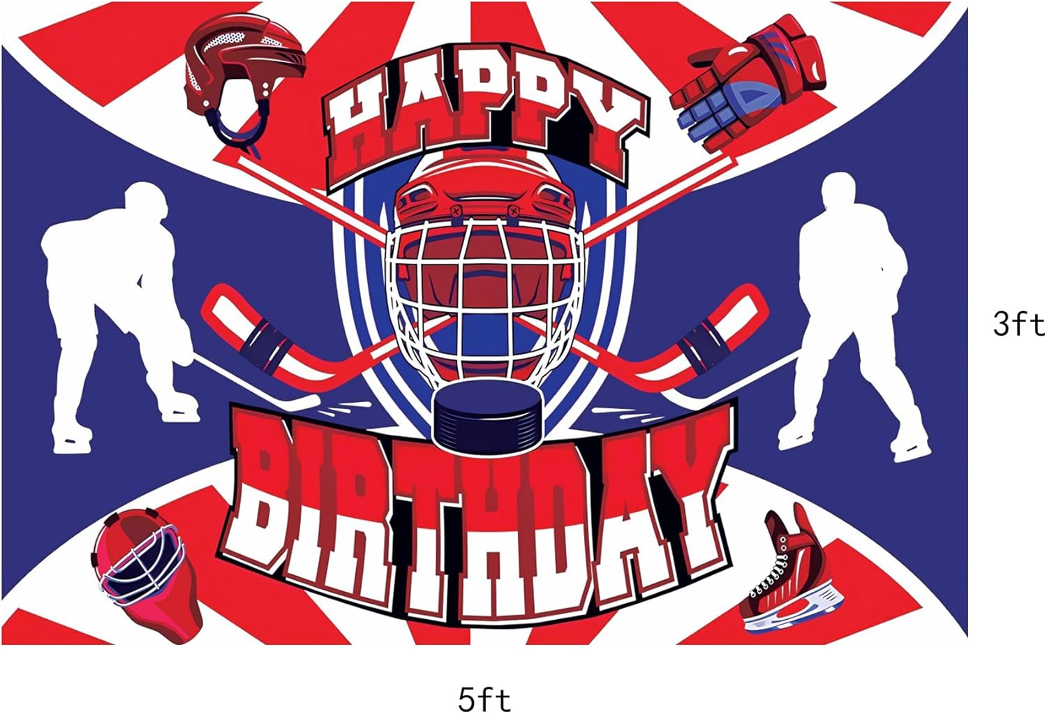 Decoración de fiesta de cumpleaños de hockey sobre hielo, suministros de fiesta de hockey sobre hielo, incluye pancarta de feliz cumpleaños, globos