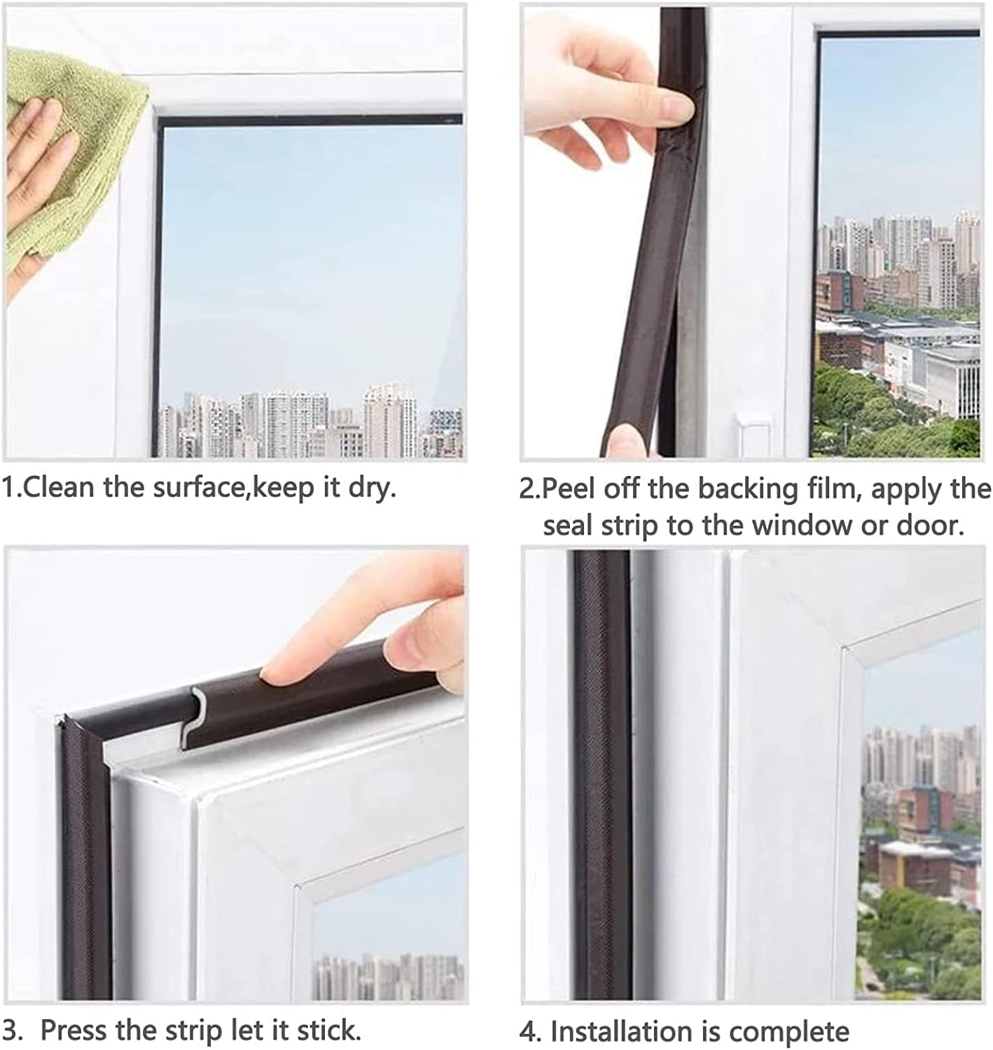 Tira de sellado para ventana, autoadhesiva para ventana de puerta, resistente a la intemperie, tope de ventana, tira de sello insonorizada para
