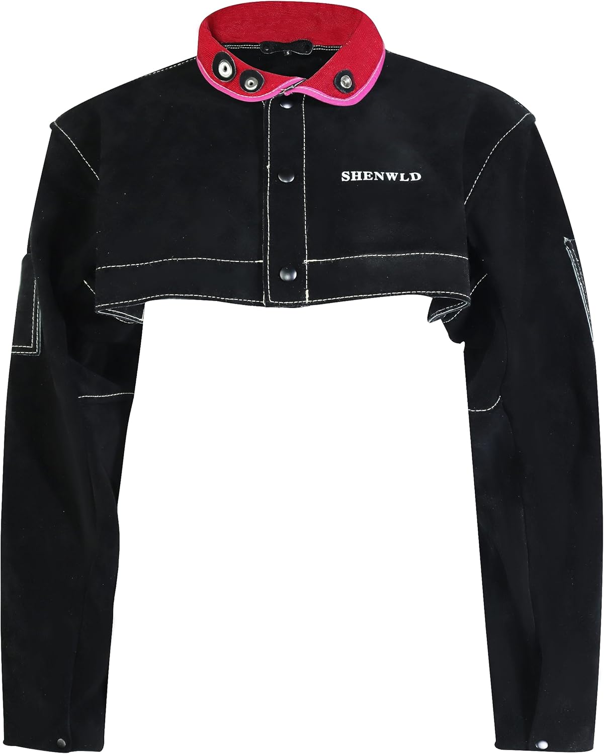 shenwld Equipo de soldadura de cuero resistente, media chaqueta, manga de capa de soldadura, resistente al calor a la llama para una máxima seguridad