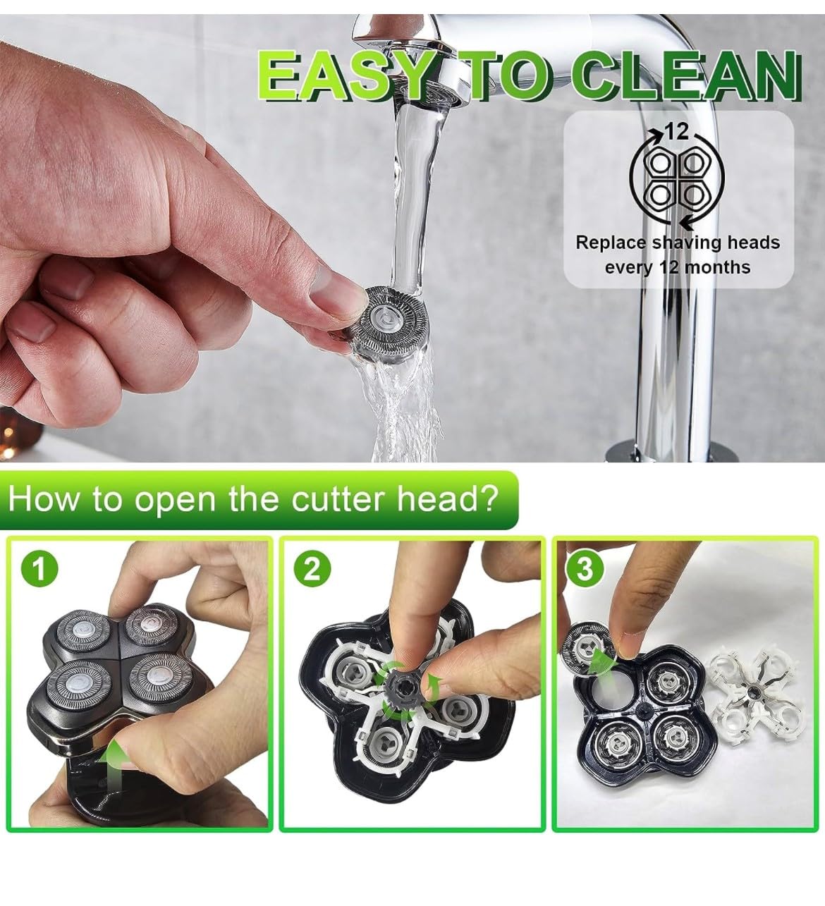 4 cuchillas de repuesto para cabezal de afeitadora eléctrica. Compatible con Pitbull Diamond PRO, Pitbull Gold PRO, Pitbull Silver PRO, Palm,