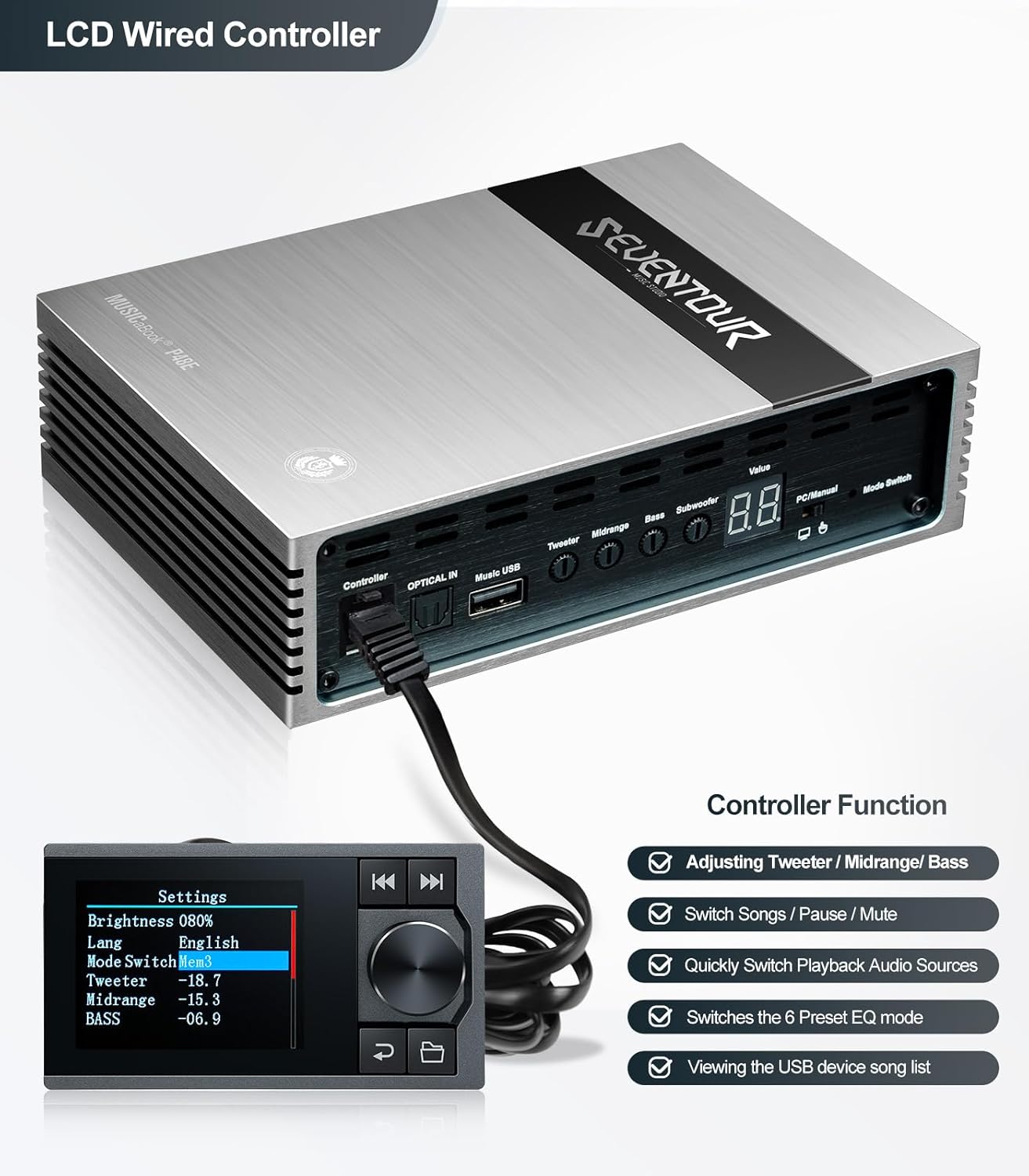 Procesador de señal digital de audio para automóvil P48E DSP, amplificador incorporado en ecualizador de automóvil, ecualizadores gráficos de 31