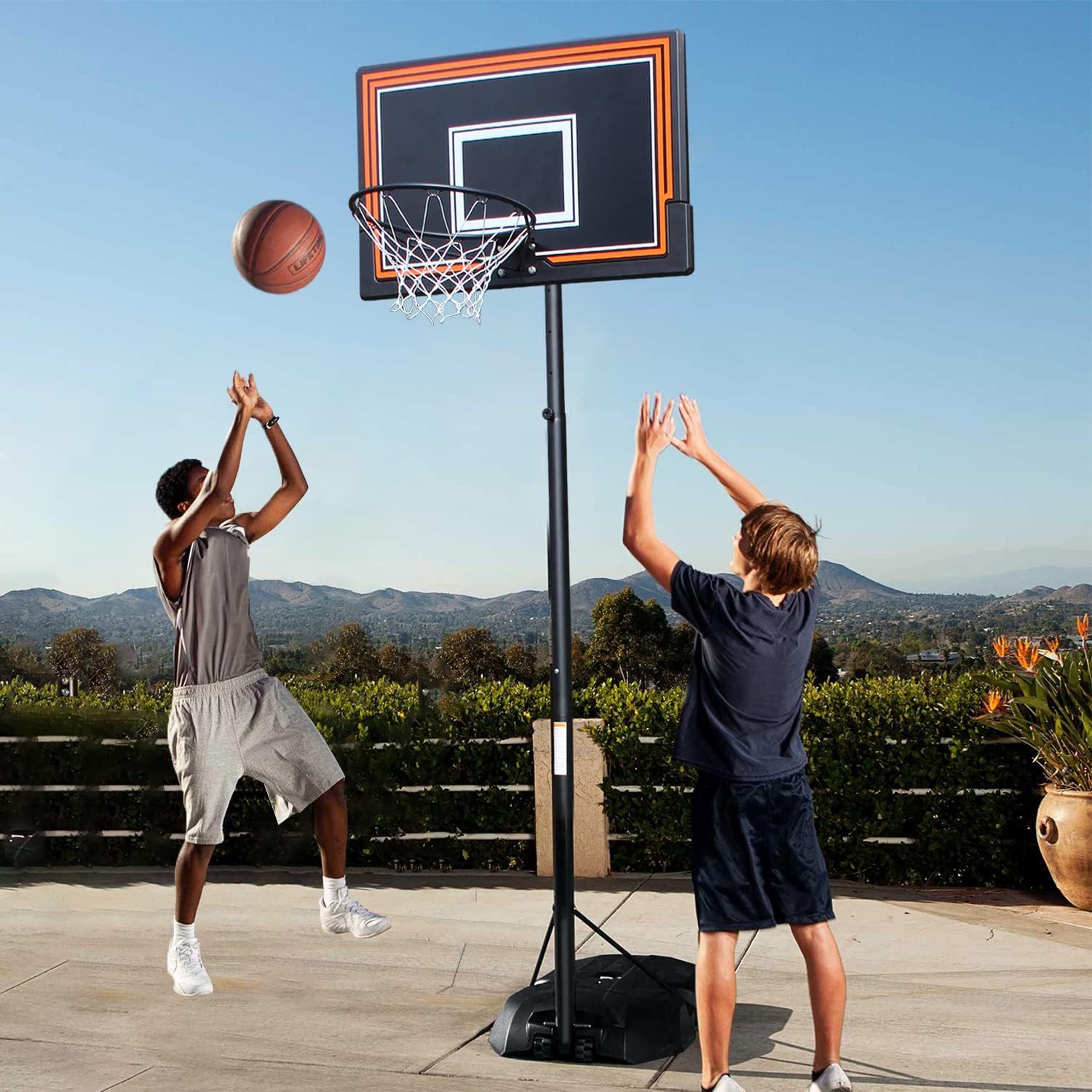Aro de baloncesto, portería de baloncesto de 7 a 10 pies, altura ajustable, portátil, tablero de baloncesto para interiores para niños,