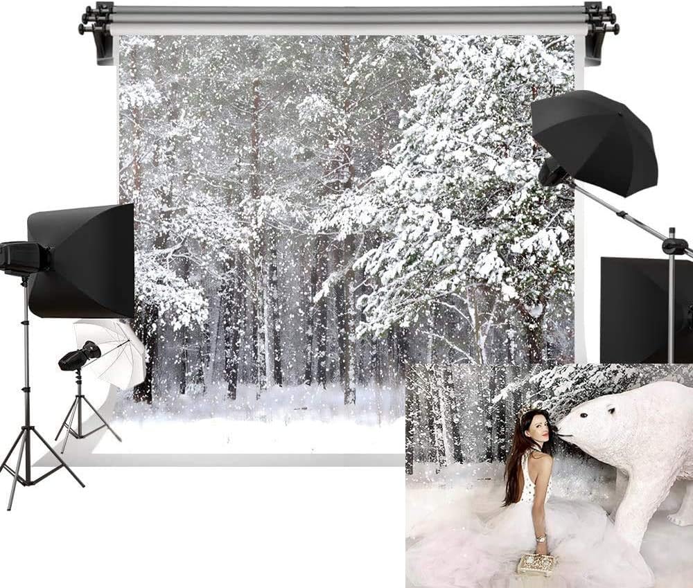 Kate 10×6.5ft9.8 ft (W) x2m (H) Fondo escénico de fotografía de fondo de vacaciones Árboles de nieve congelados Fotografía de boda de invierno