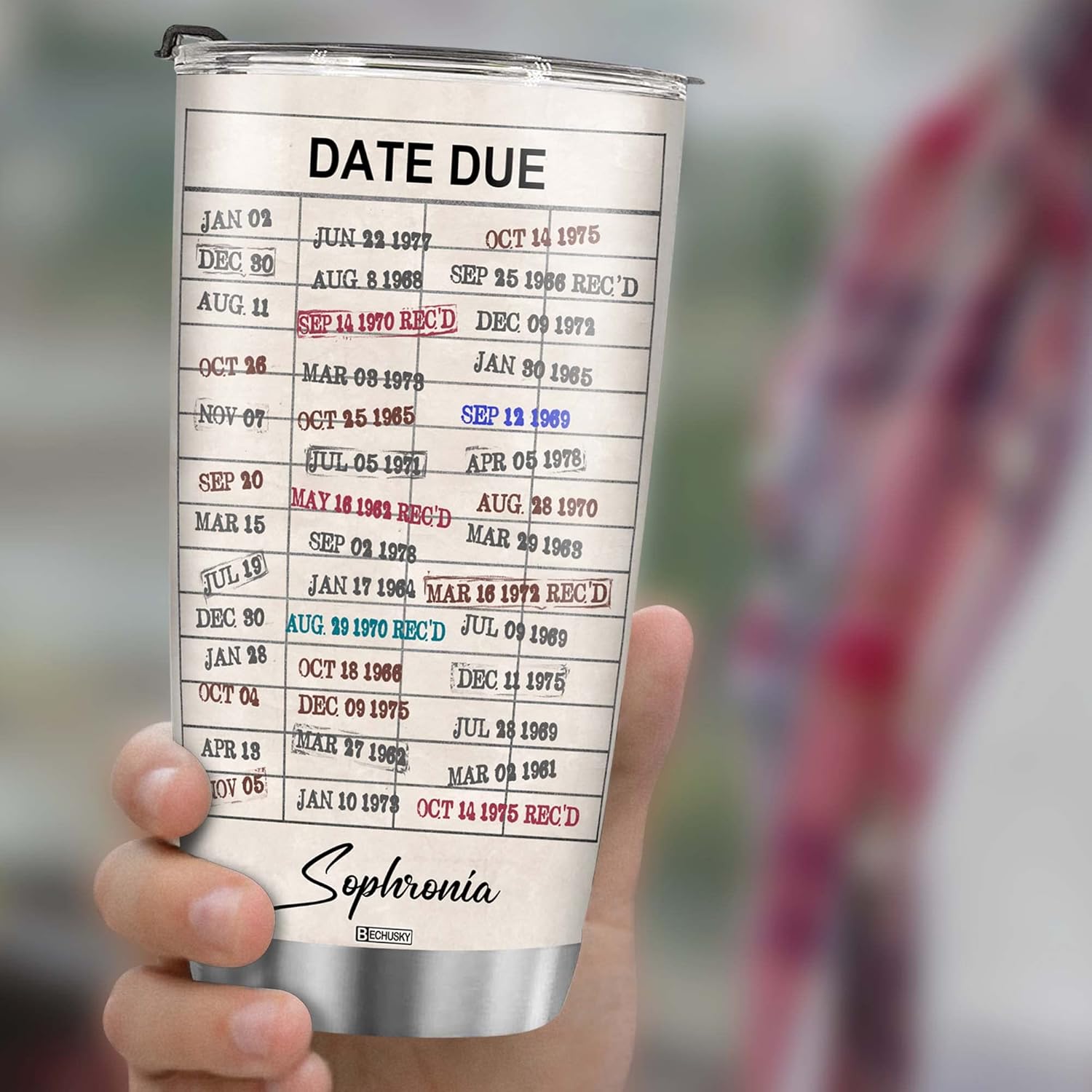 Tarjeta de fecha de vencimiento de biblioteca personalizada para biblioteca, tarjeta de fecha de vencimiento, vaso de viaje, regalo para lectores,