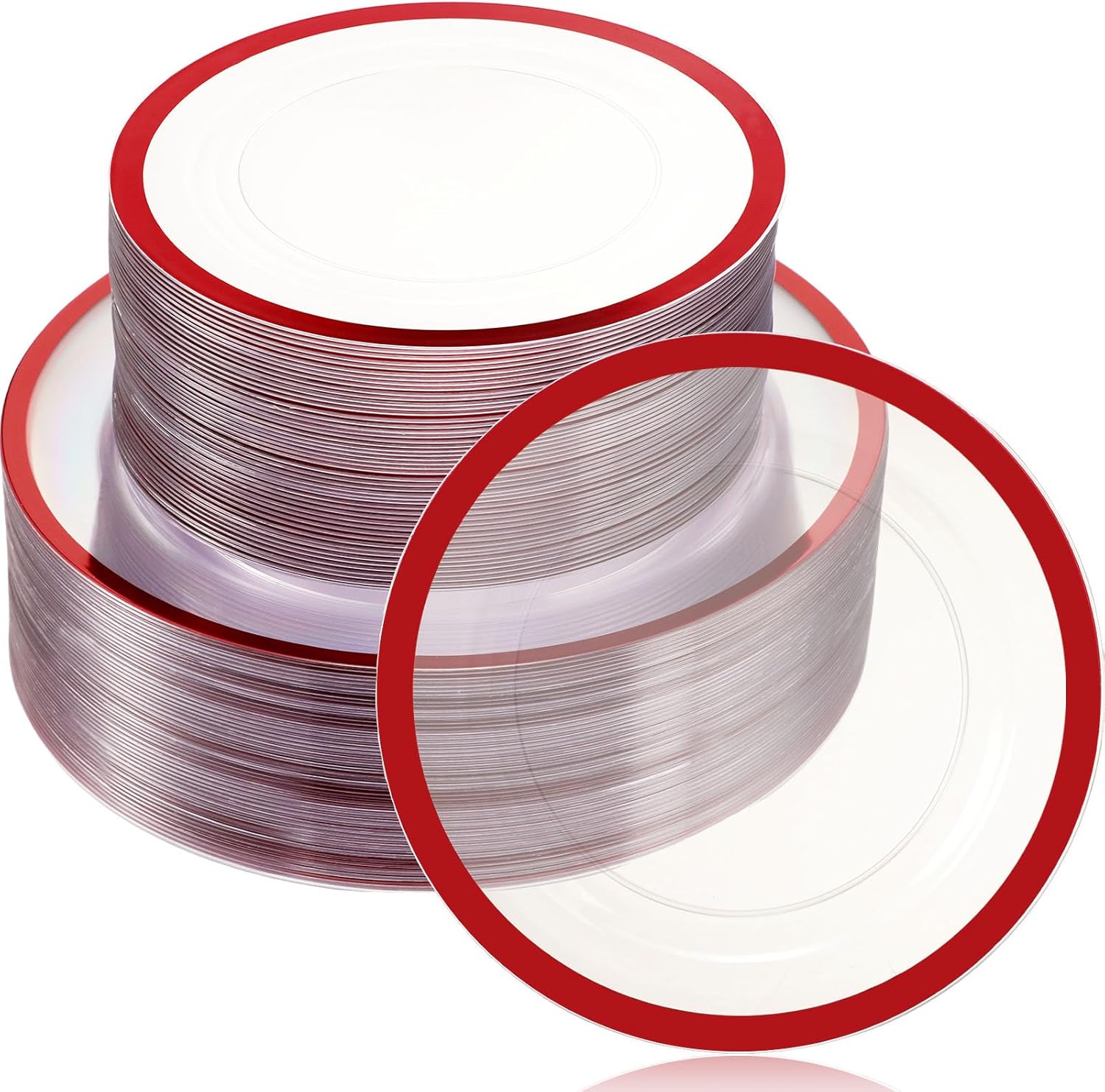 Wesiti Juego de vajilla desechable de 100 piezas de plástico transparente, incluye 50 platos llanos de 10.25 pulgadas, 50 platos de postre de 7.5