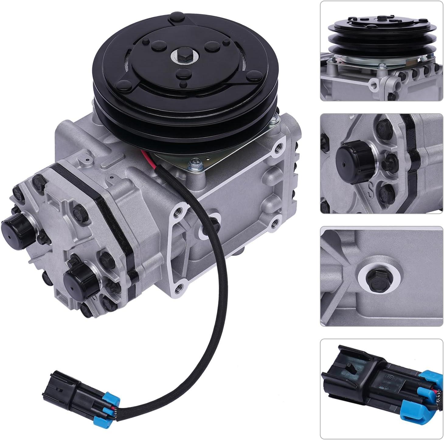 Compresor de CA apto para Freightliner 1998-1997, para Kenworth, 2000-1996, para Peterbilt 2000-1996, reemplazo del compresor de aire acondicionado