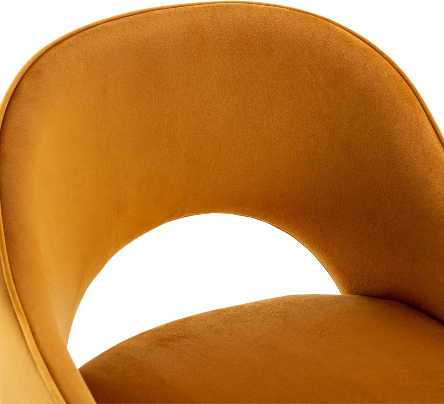 Juego de 2 sillas de comedor giratorias modernas, cómodas sillas laterales tapizadas de tela de terciopelo con respaldo hueco, patas de metal negro