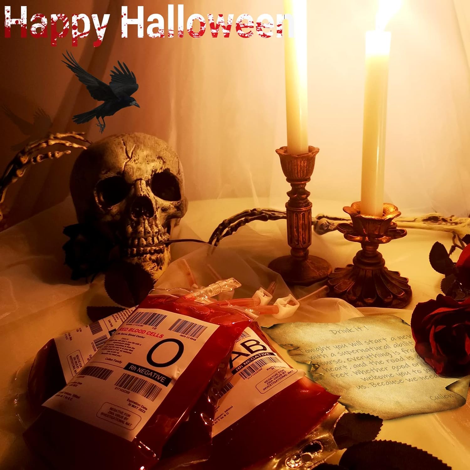JILIER Bolsas de sangre de Halloween para llenar bebidas con bomba, 50 bolsas intravenosas para decoraciones de fiesta de Halloween, bolsa de bebida