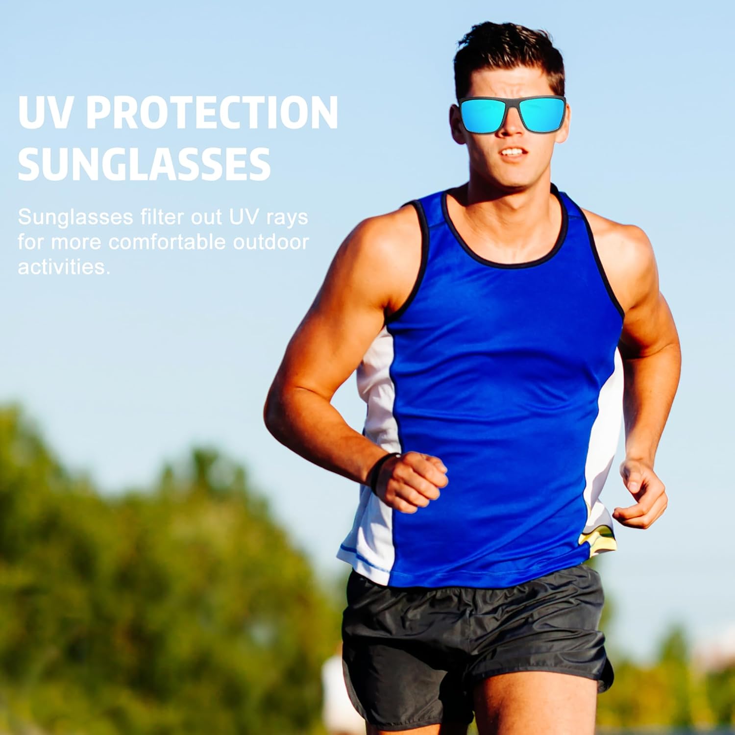 Salfboy Gafas de sol polarizadas para hombre, protección UV, ligeras, rectangulares, para pesca, conducción