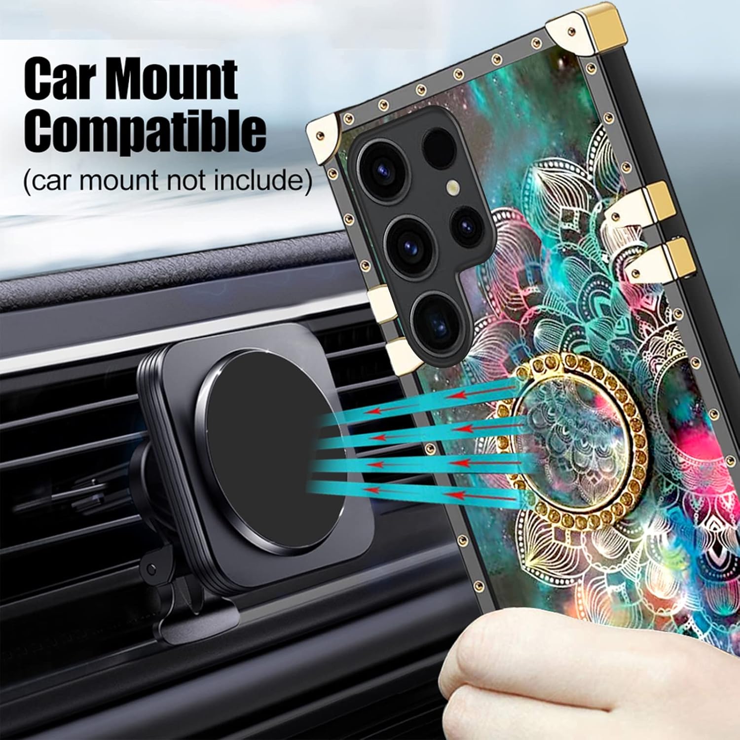 nancheng Funda ultra cuadrada para Samsung Galaxy S23 (2023) para niñas y mujeres, linda flor, pétalo, estrella, cielo, con anillo y correa de