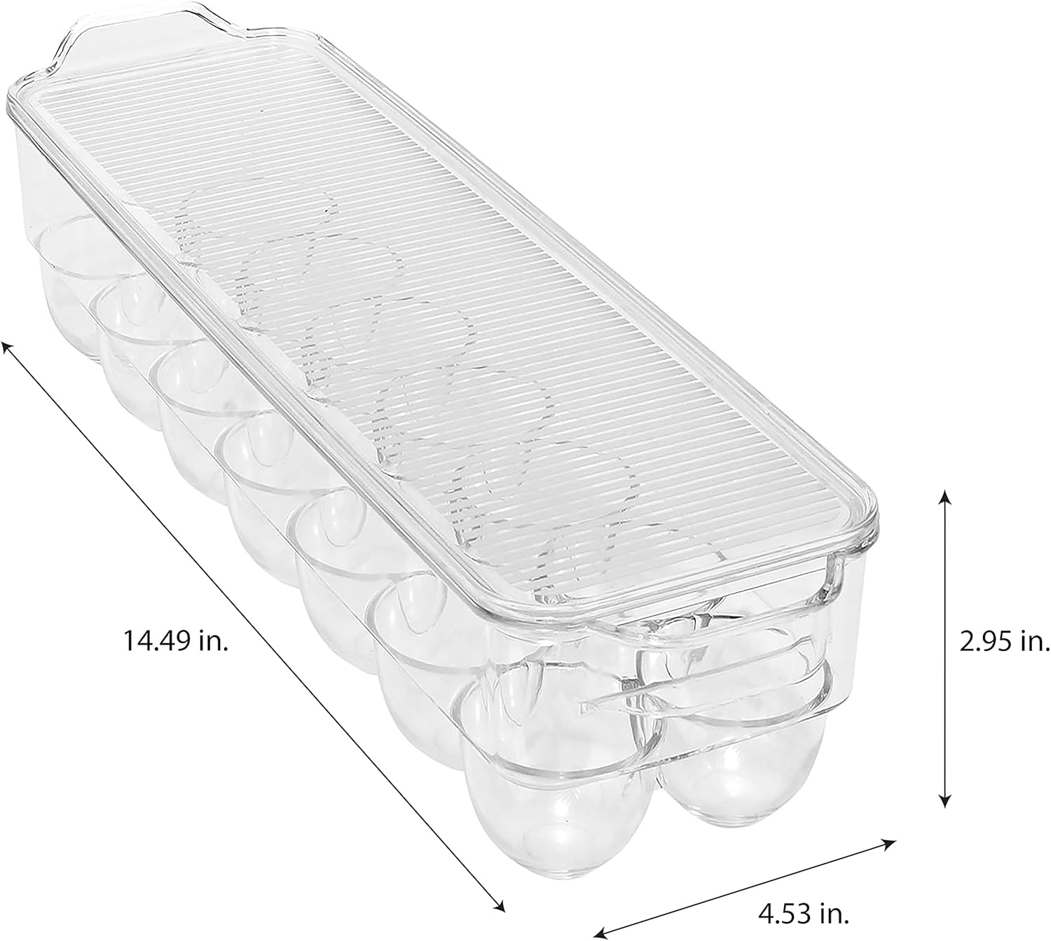 Kitchen Details, Almacenamiento para refrigerador, organizador de refrigerador, transparente con asas, caja de huevos, 1 paquete