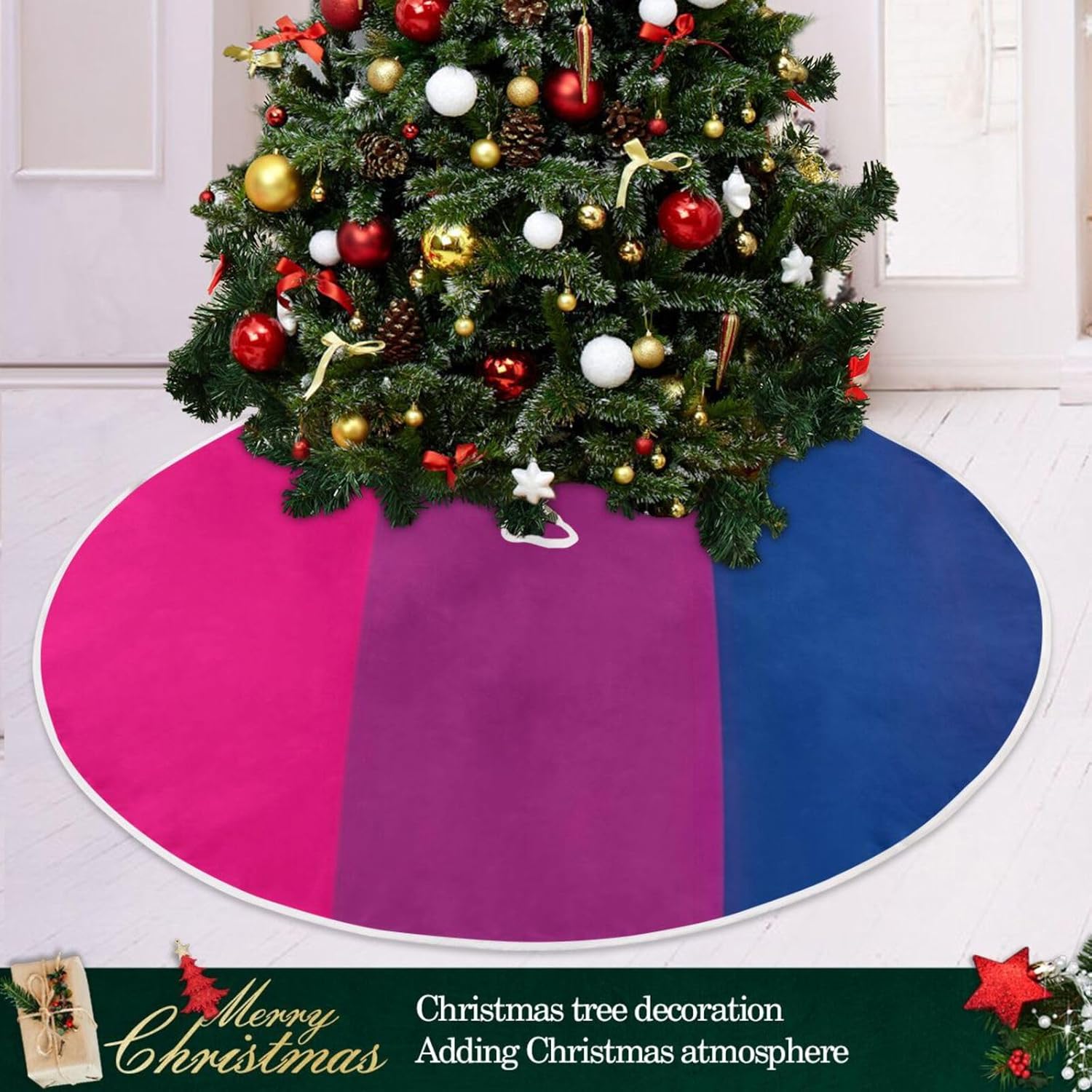 Falda de árbol de Navidad con bandera del orgullo, decoración de otoño, falda de árbol de Navidad moderna, decoraciones divertidas de Navidad